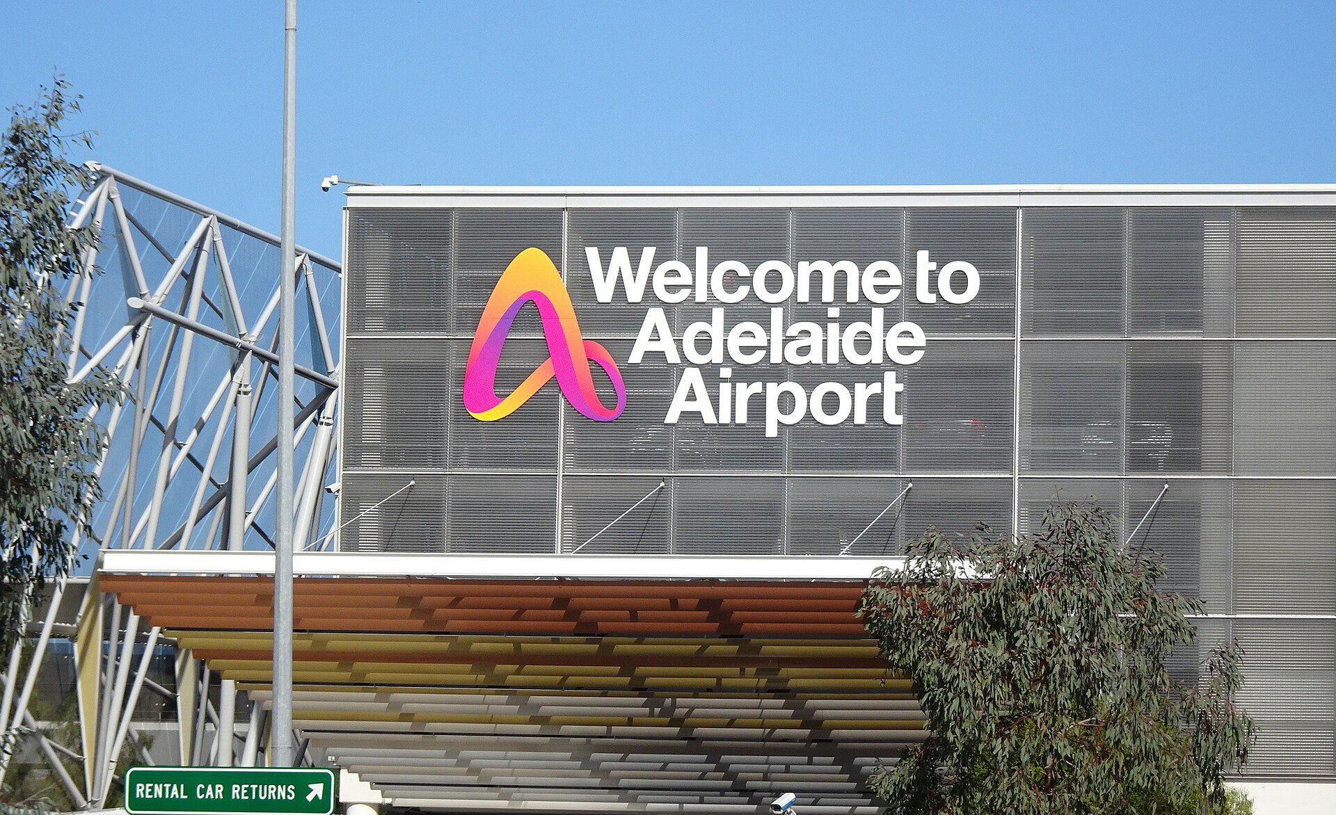 The Welcome to Adelaide Airport sign, photographed in 2023