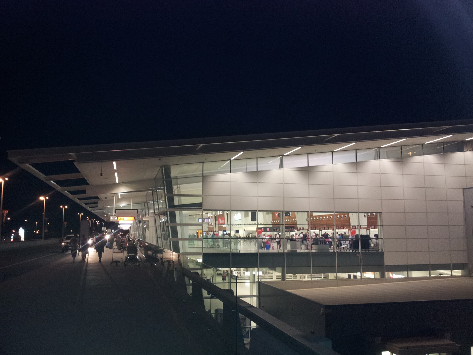 Adelaide Airport at night, taken from the J1/J2 bus stop in 2012