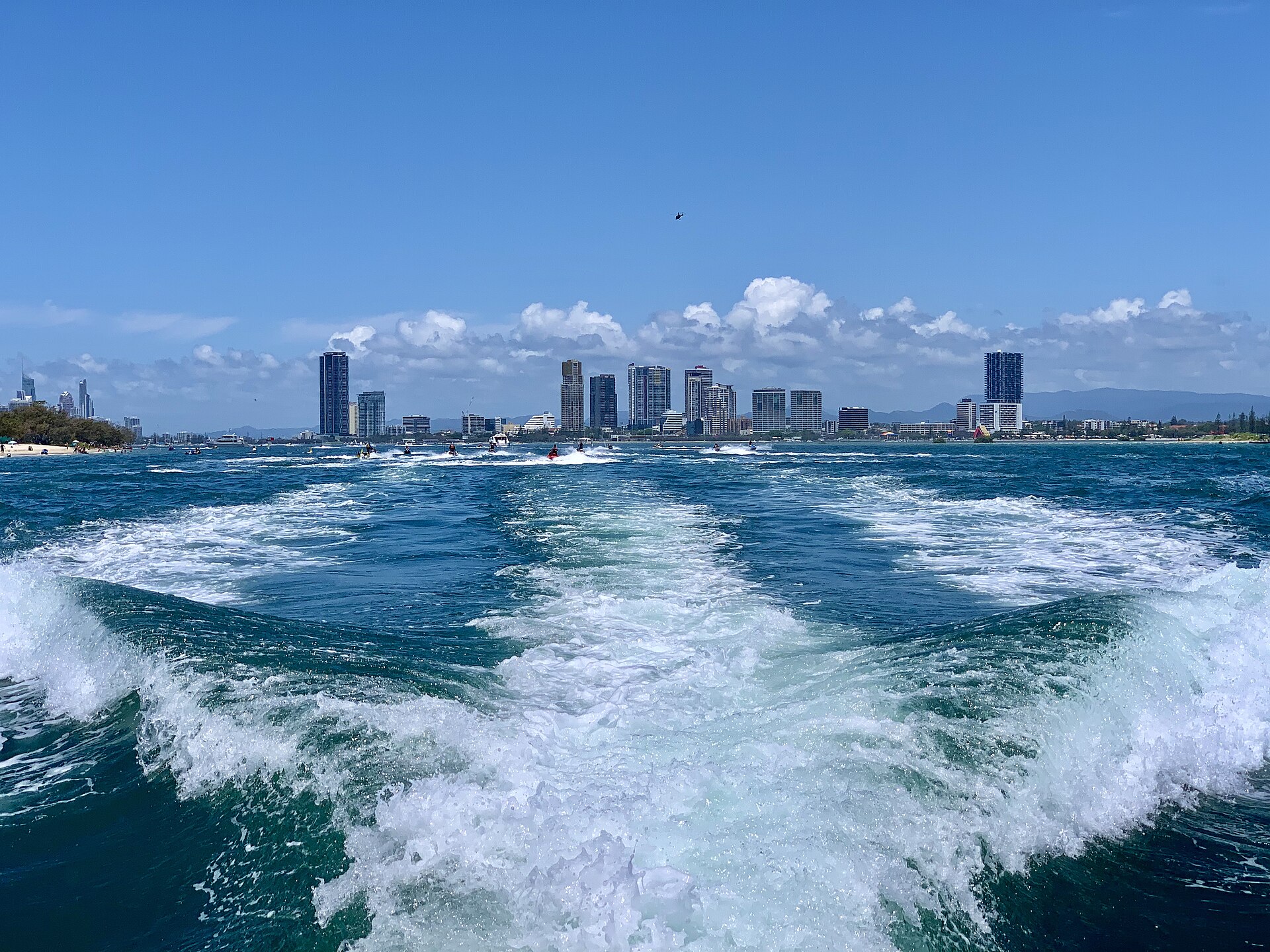 Southport buildings seen from the Broadwater in 2020