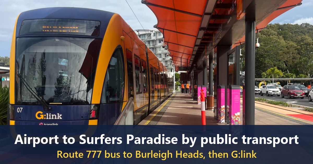 Light rail vehicle at Burleigh Heads station