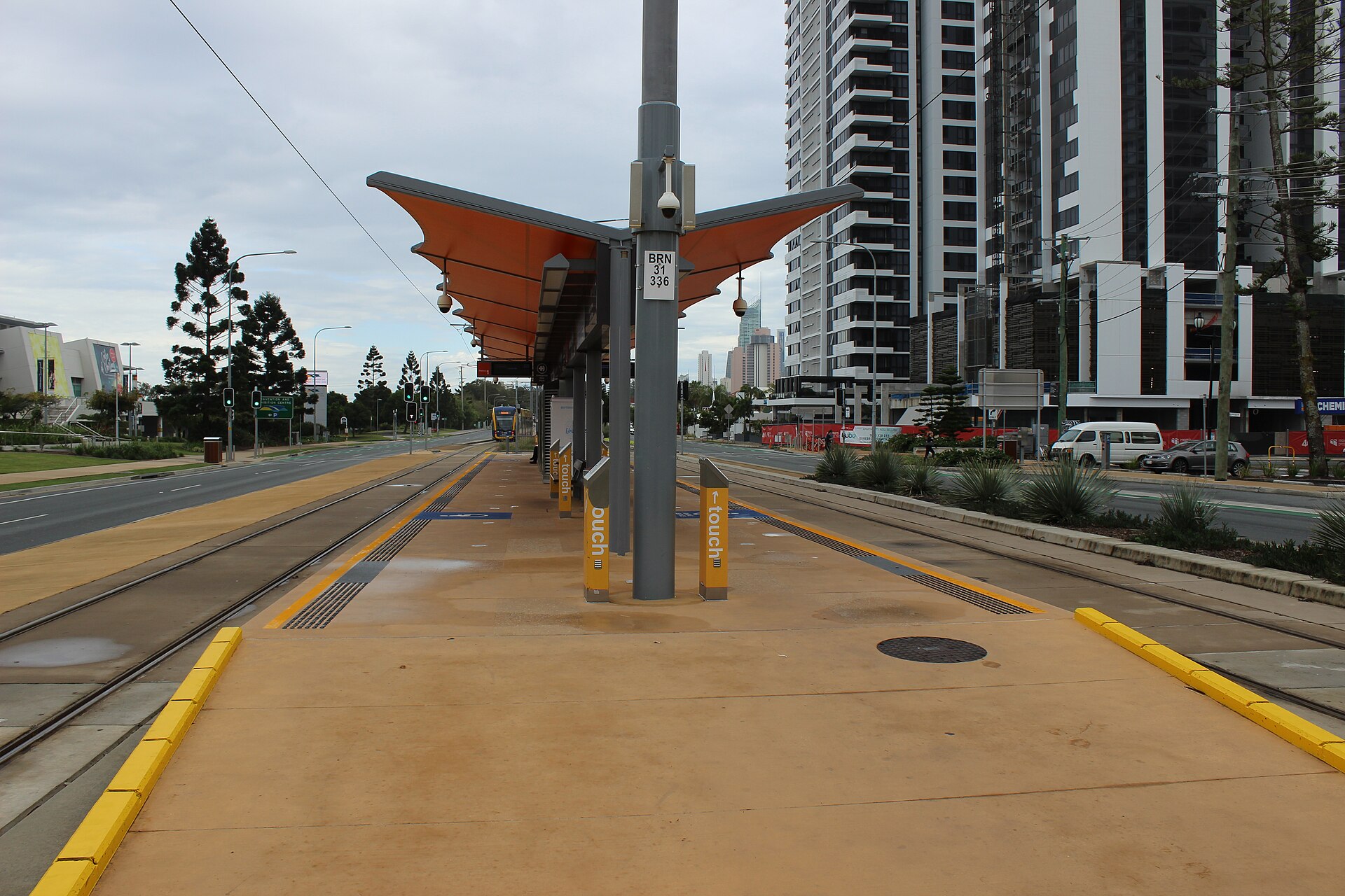 Broadbeach North station in 2018, the closest G:link stop to The Star