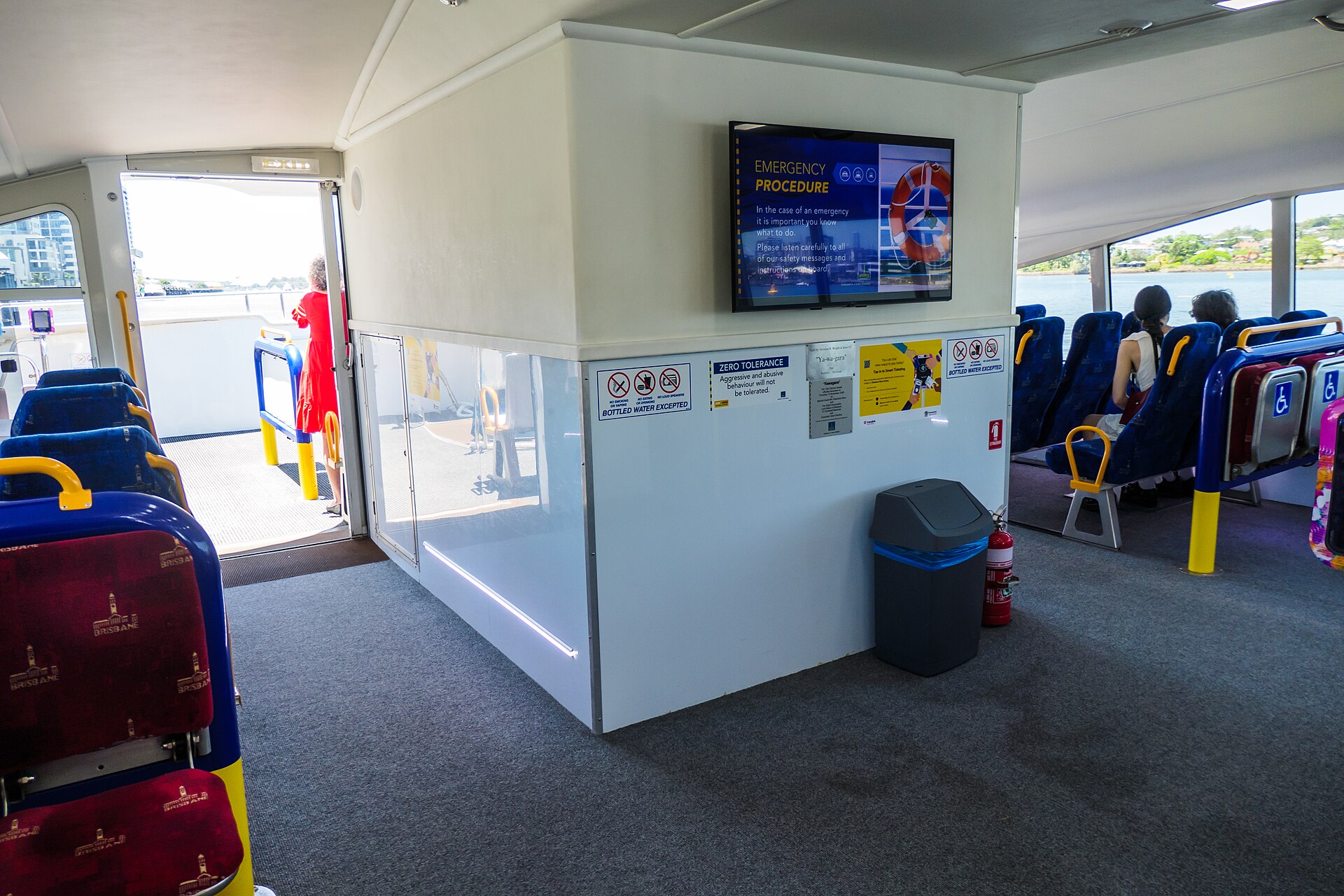 Inside a CityCat on Bulimba Reach, Brisbane River, 2024