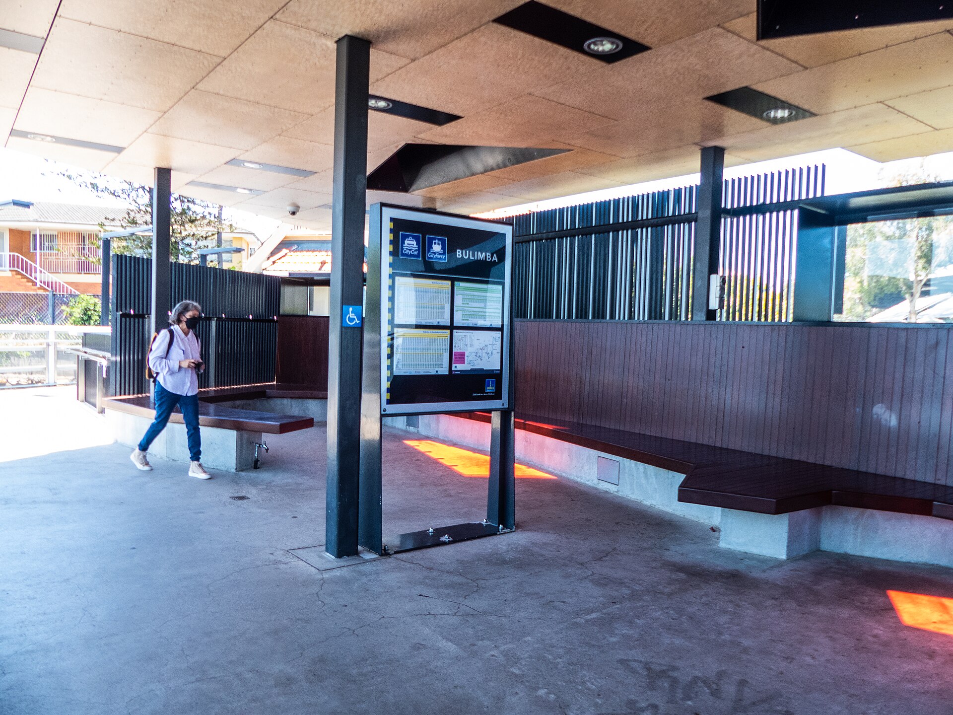 The waiting area at Bulimba Ferry Terminal on Oxford Street, 2024