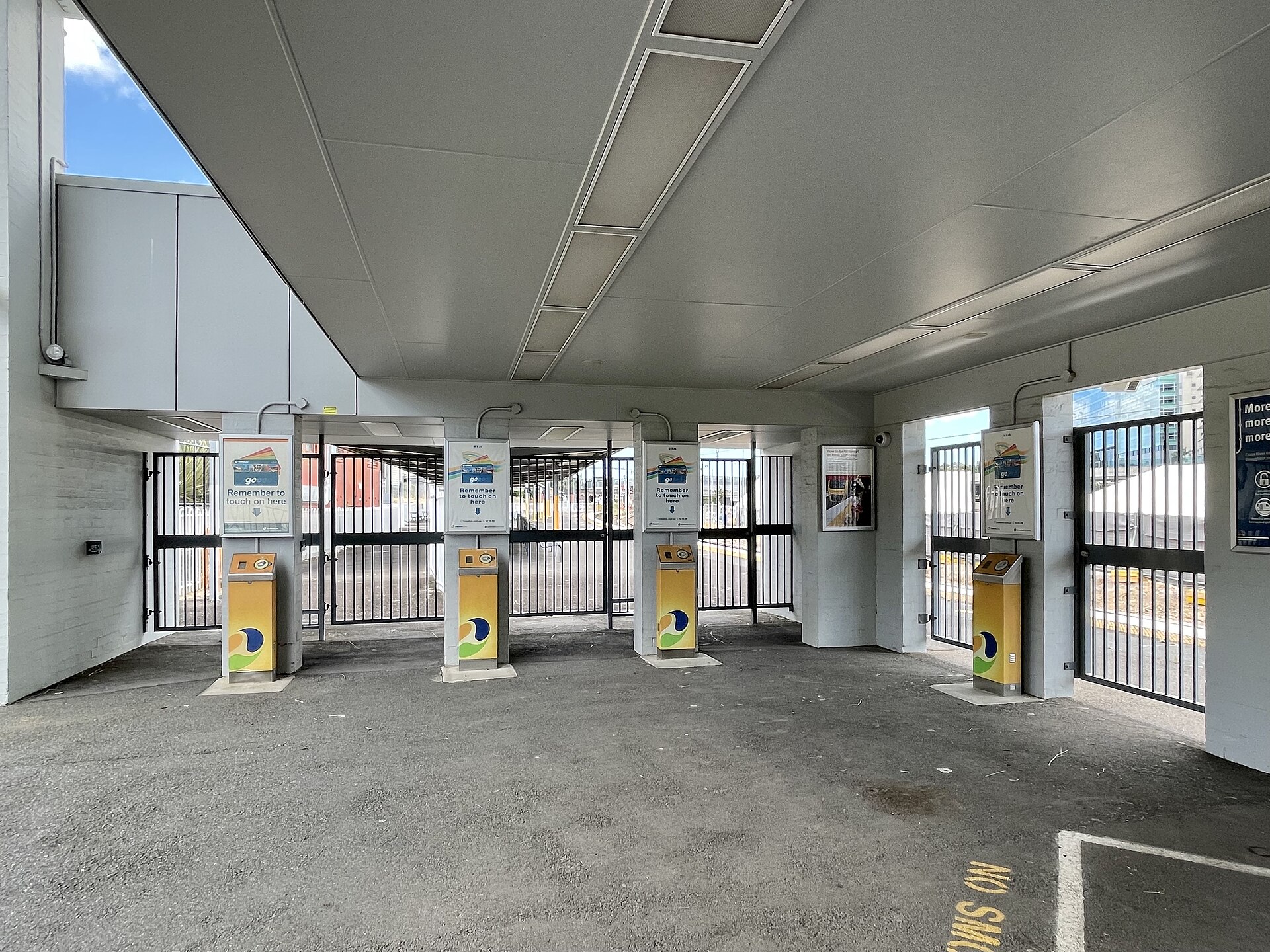 Travel card readers at Exhibition railway station, Brisbane, 2021