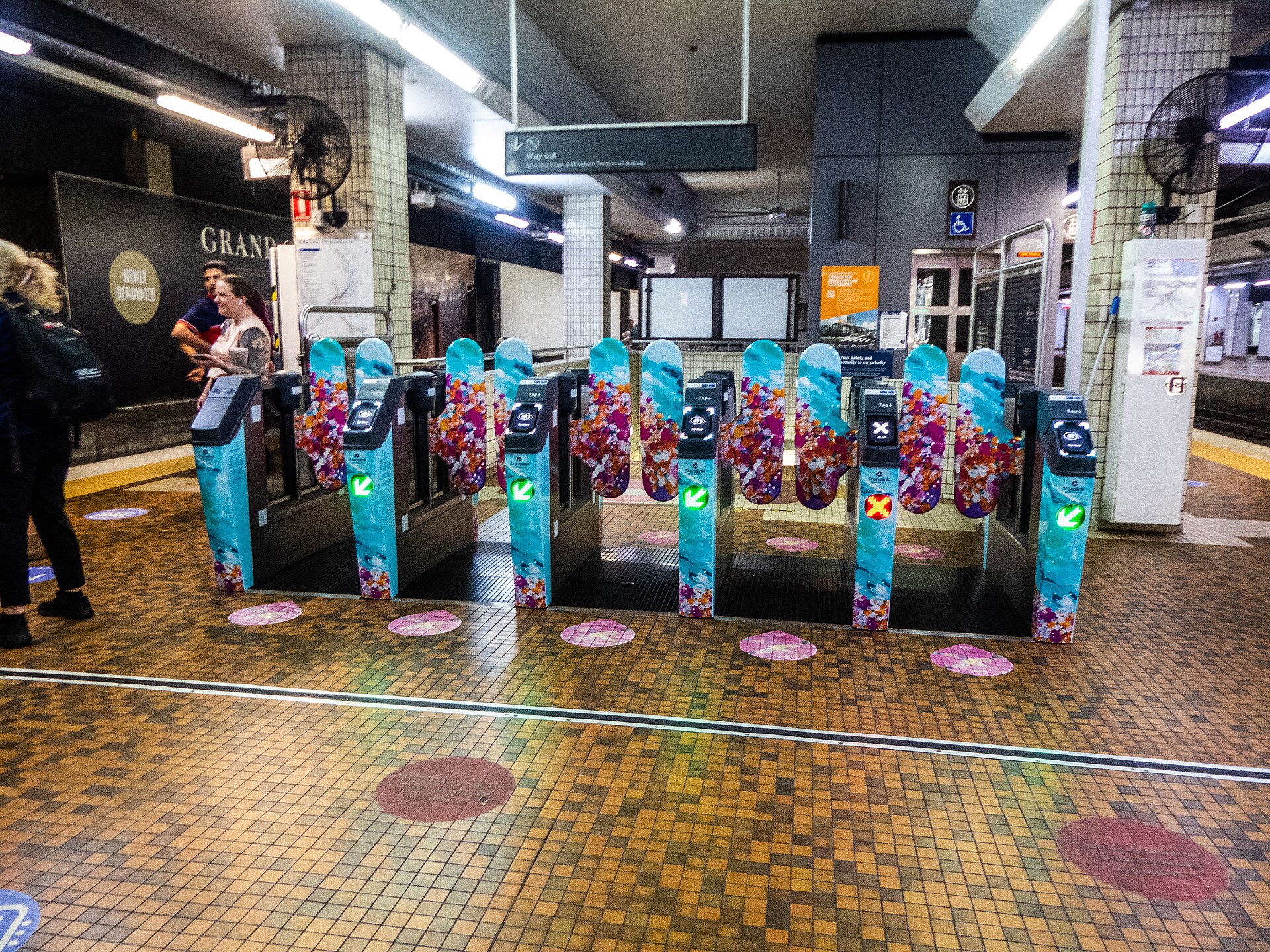Fare gates at Central railway station, Brisbane, 2023