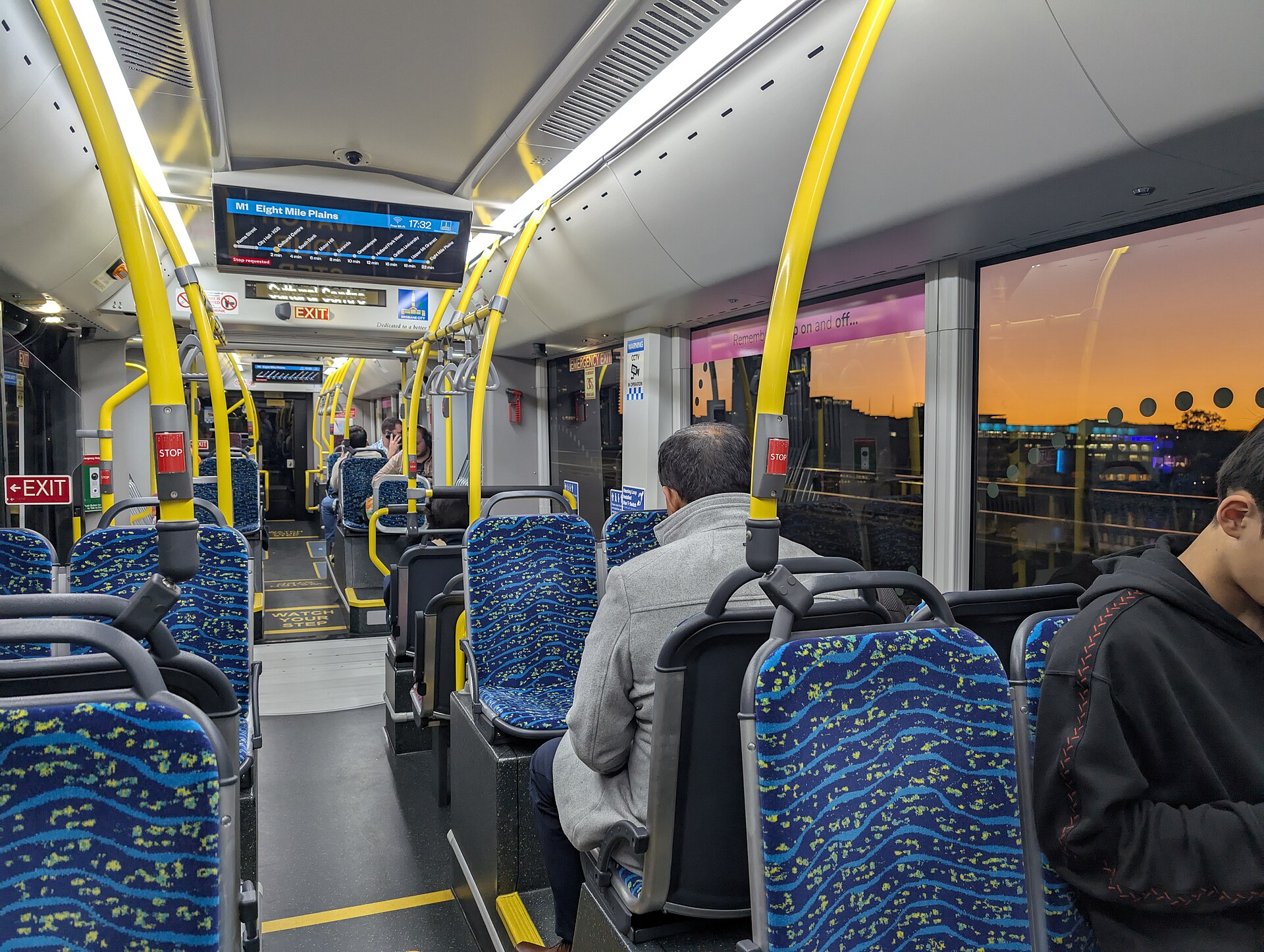 The interior of a Brisbane Metro bus in 2025