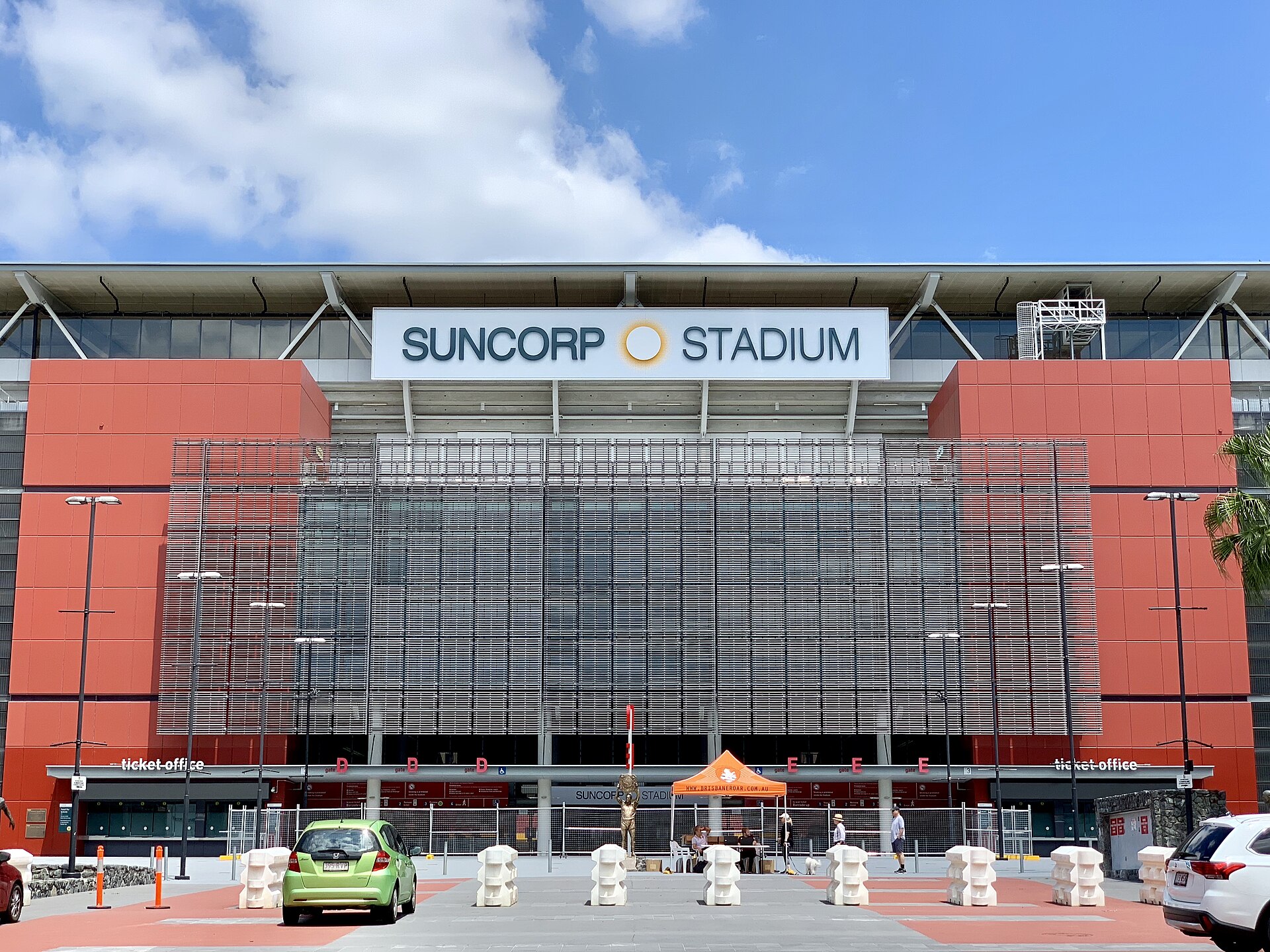 The Caxton Street facade of Suncorp Stadium, Brisbane, in 2018