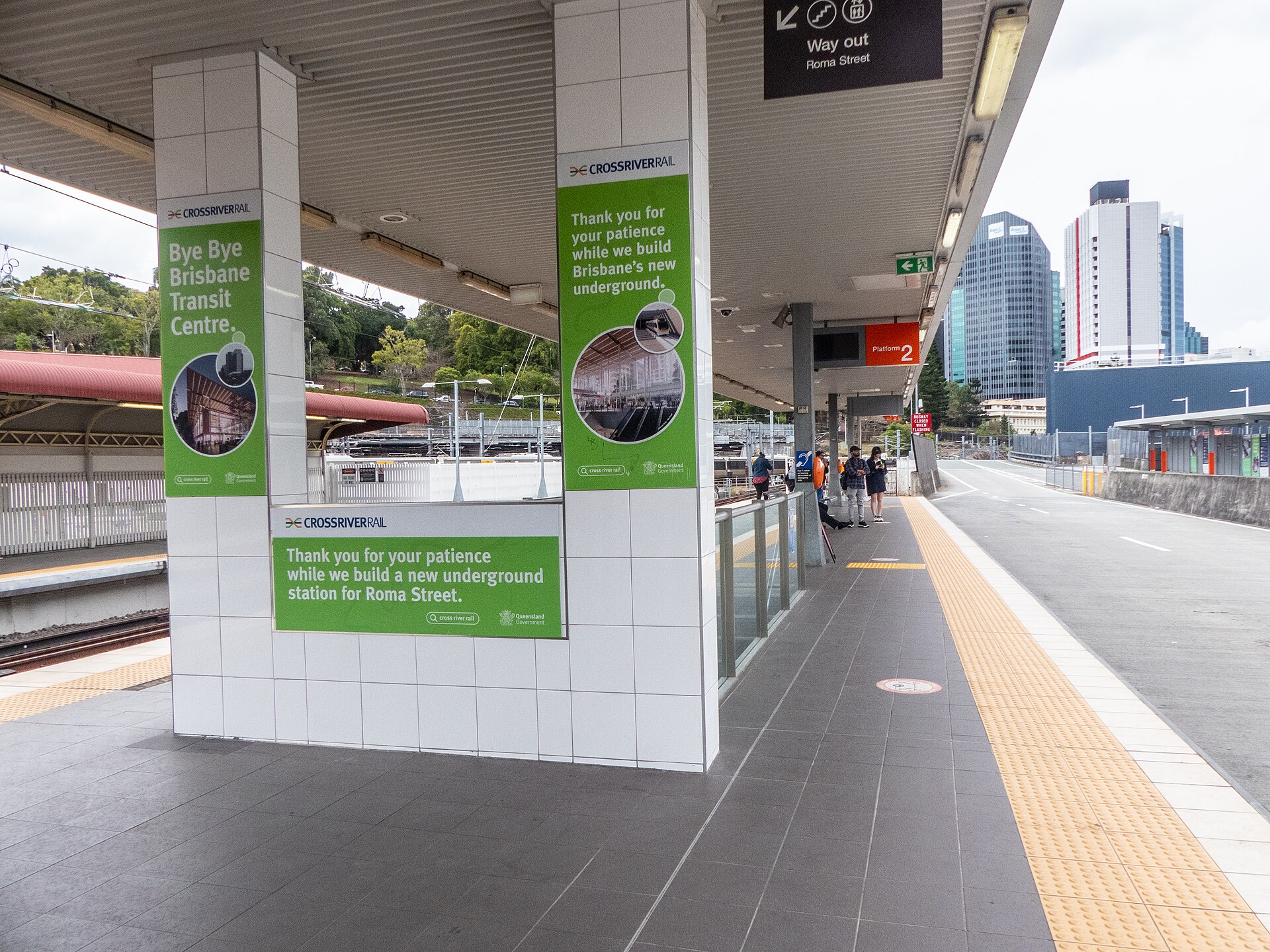 Platform 2 at Roma Street busway station, Brisbane, 2022