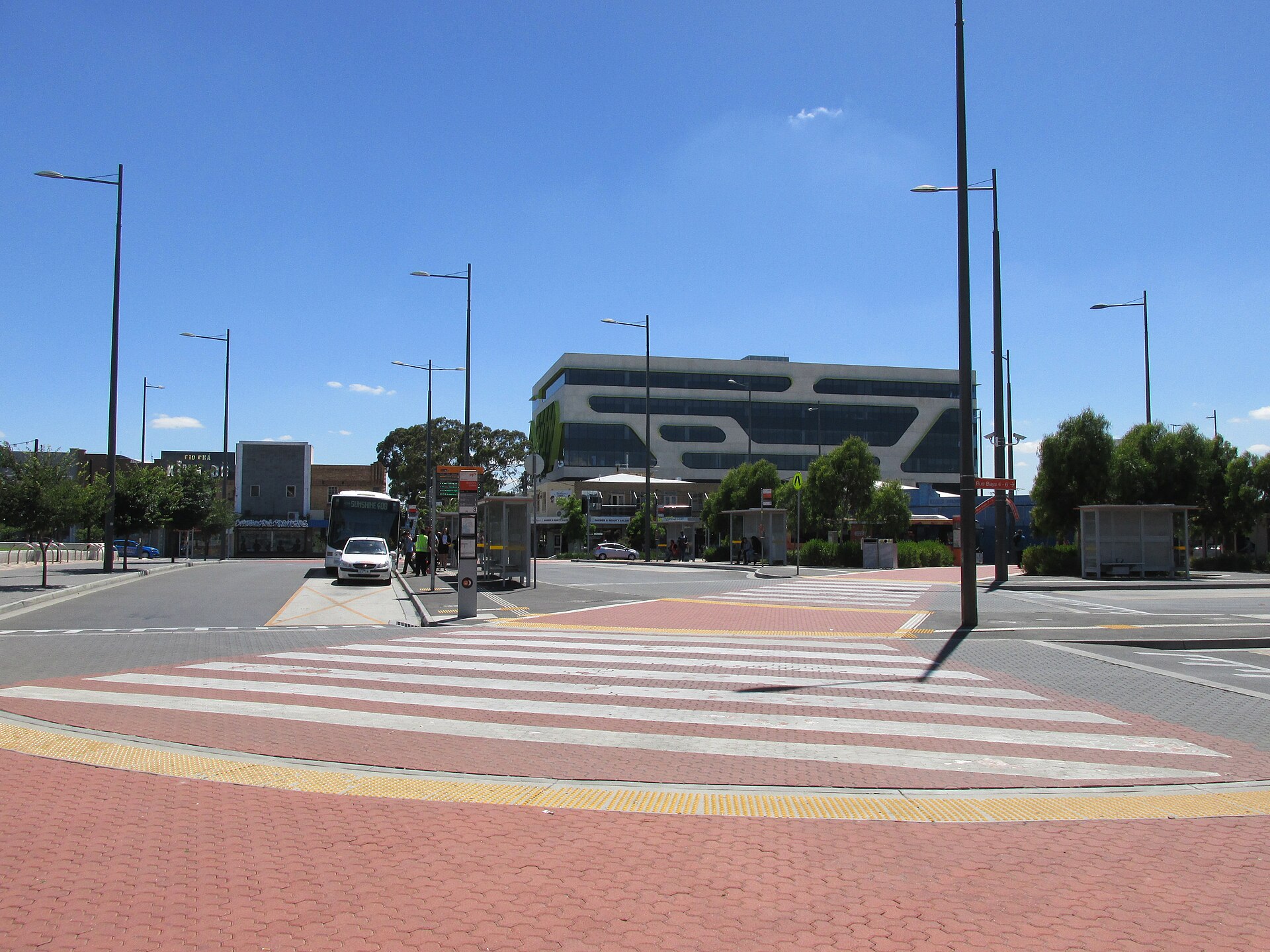 Sunshine bus station, looking from the entrance to the railway station