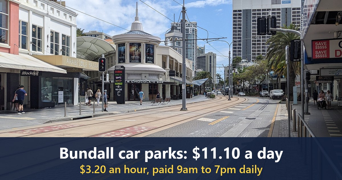 Surfers Paradise Boulevard near Chevron Renaissance, Surfers Paradise (photographed in 2024; not in Bundall)