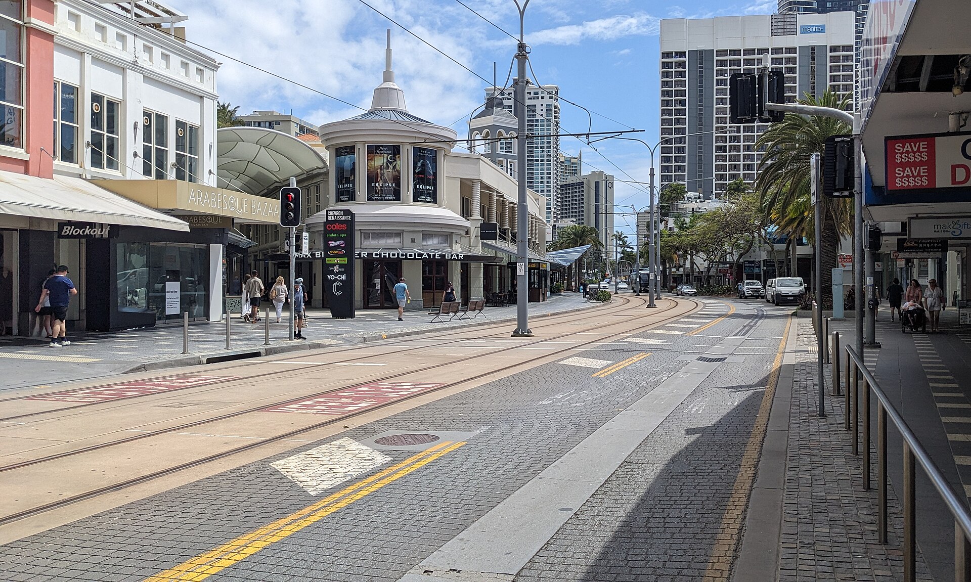 Surfers Paradise Boulevard near Chevron Renaissance, Surfers Paradise (photographed in 2024)