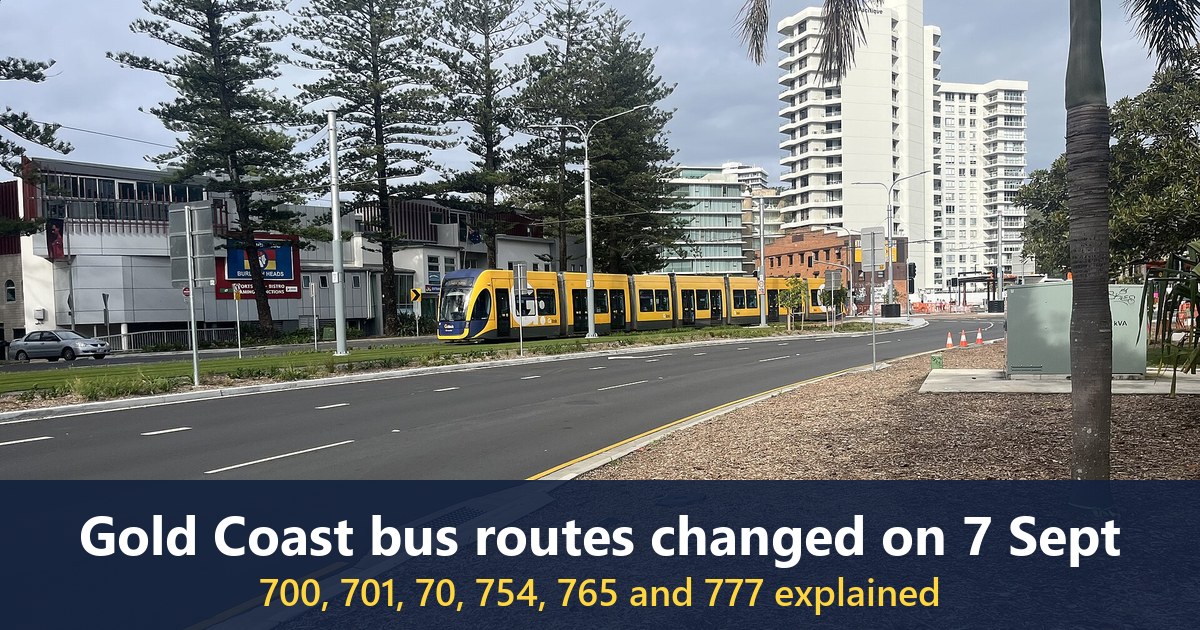 A G:link tram on the new light rail in Burleigh Heads