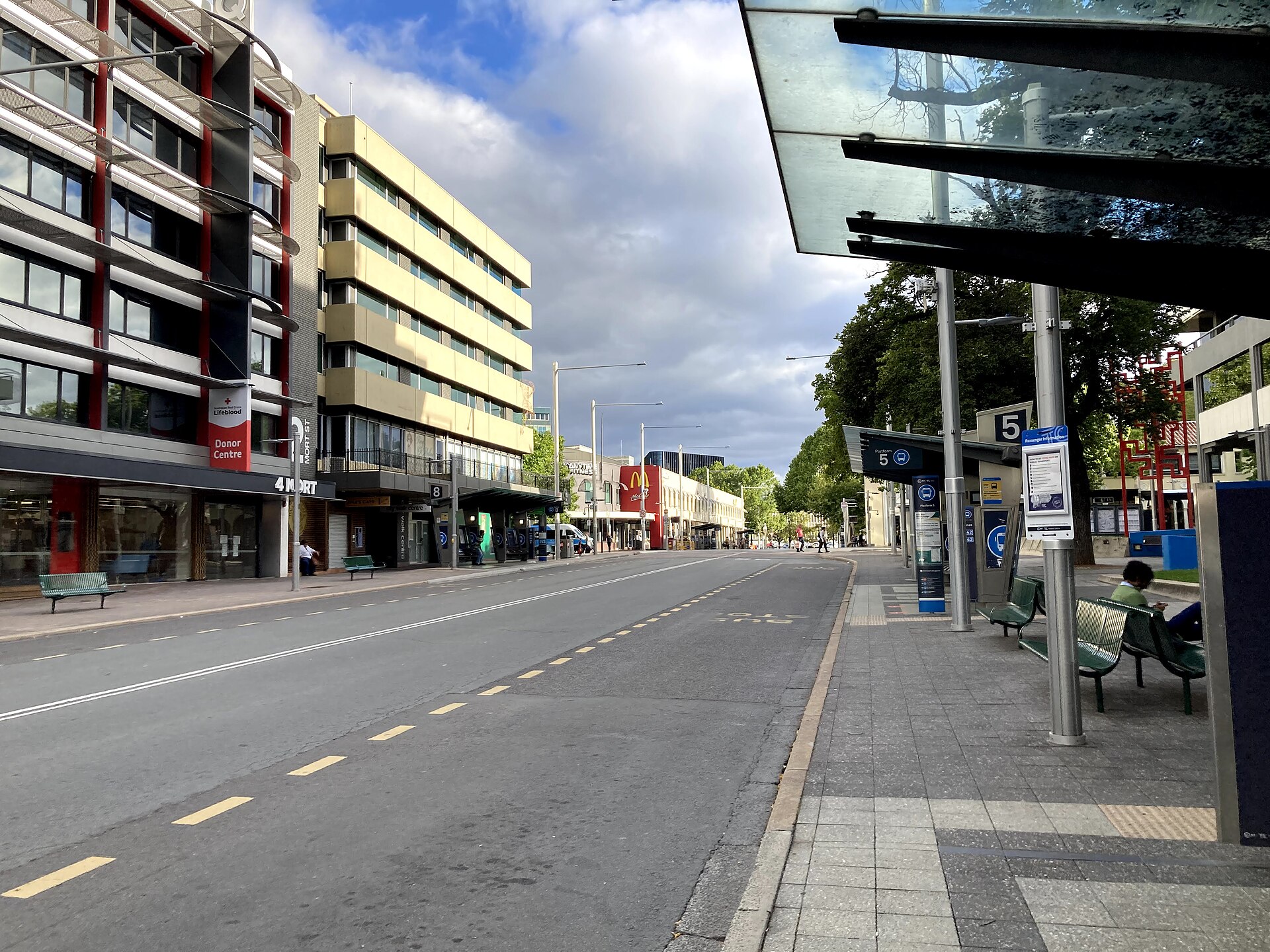 The Mort Street section of the Civic Bus Interchange, February 2021
