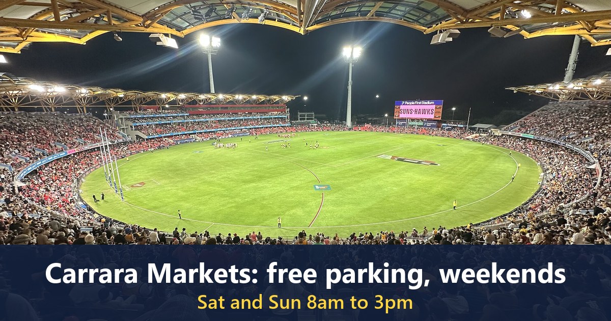 Carrara Stadium, Gold Coast, in the same suburb as the markets (not a photo of the markets)
