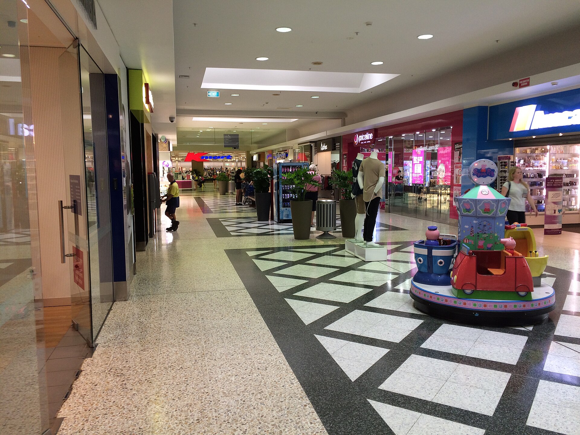 A shopping walkway inside Casuarina Square, Darwin, photographed in June 2016