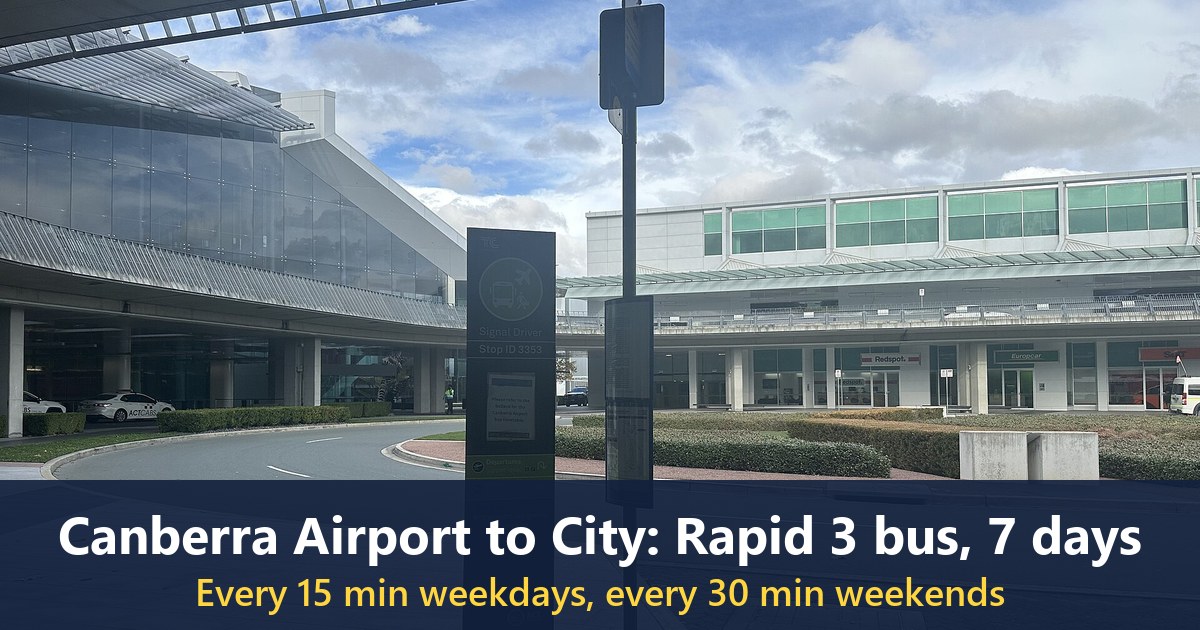 Canberra Airport bus stop, June 2026