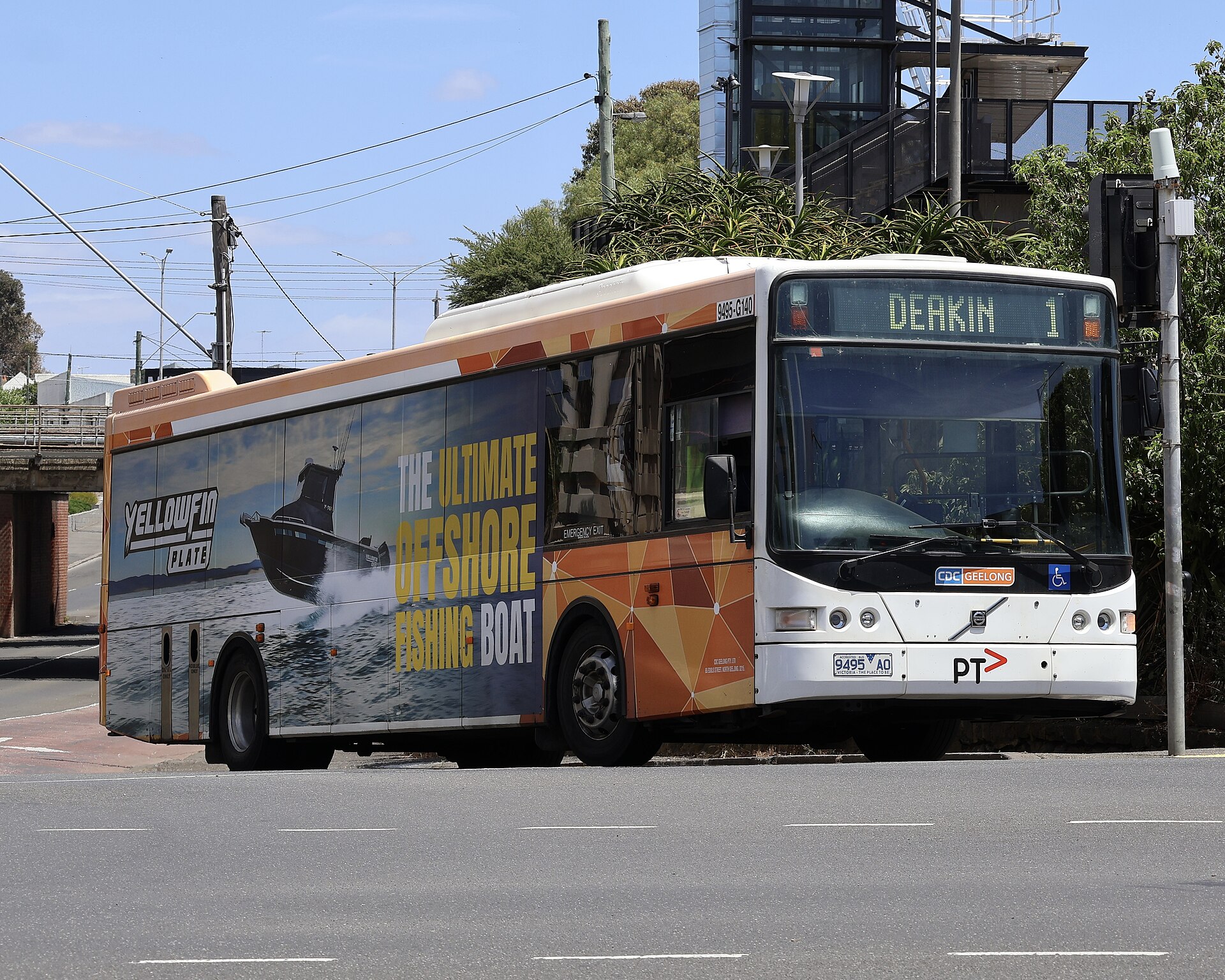 A CDC Geelong bus at Geelong Railway Station, December 2025