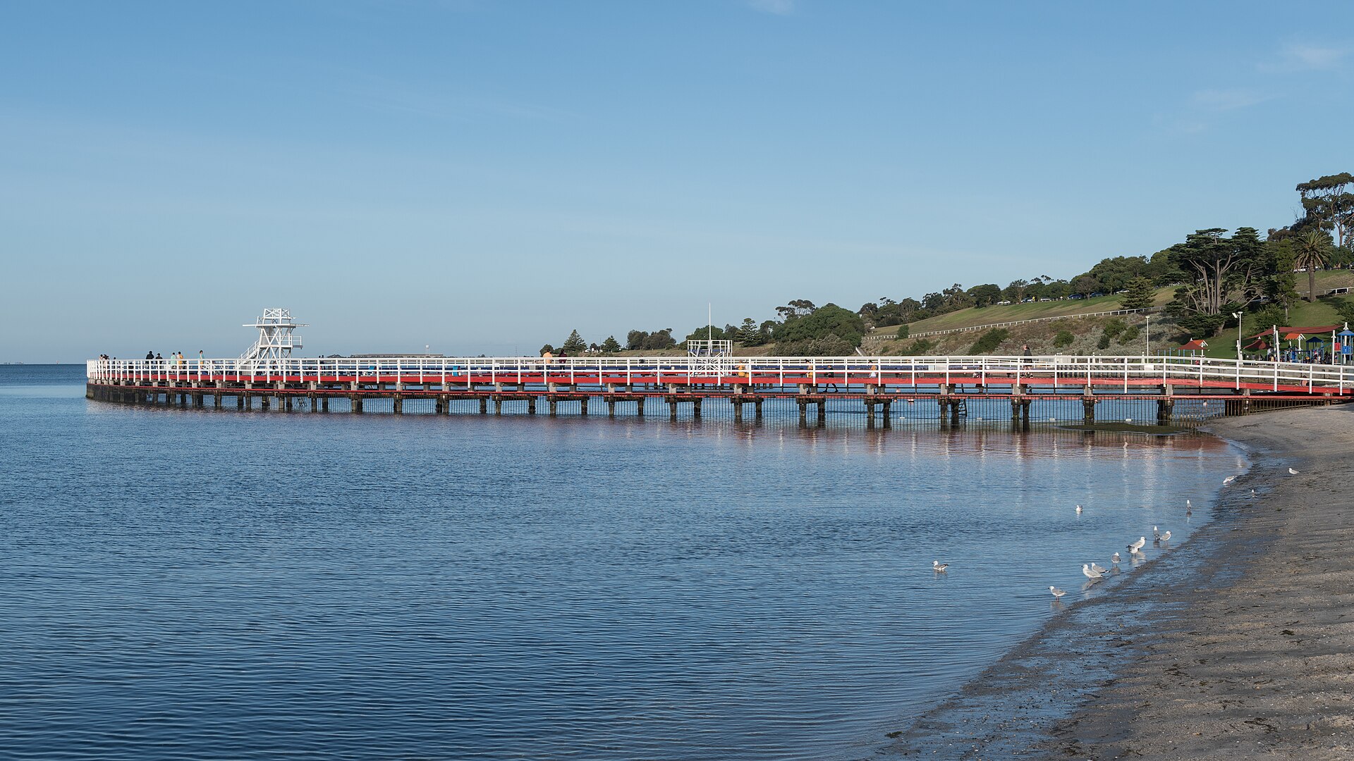Eastern Beach Promenade, Geelong, looking west, February 2023