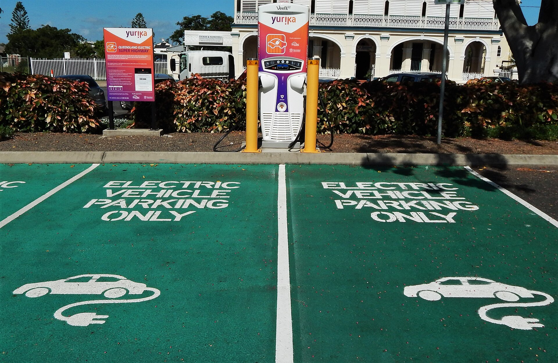 A three-bay charging station in Rockhampton, Queensland, not on the Gold Coast