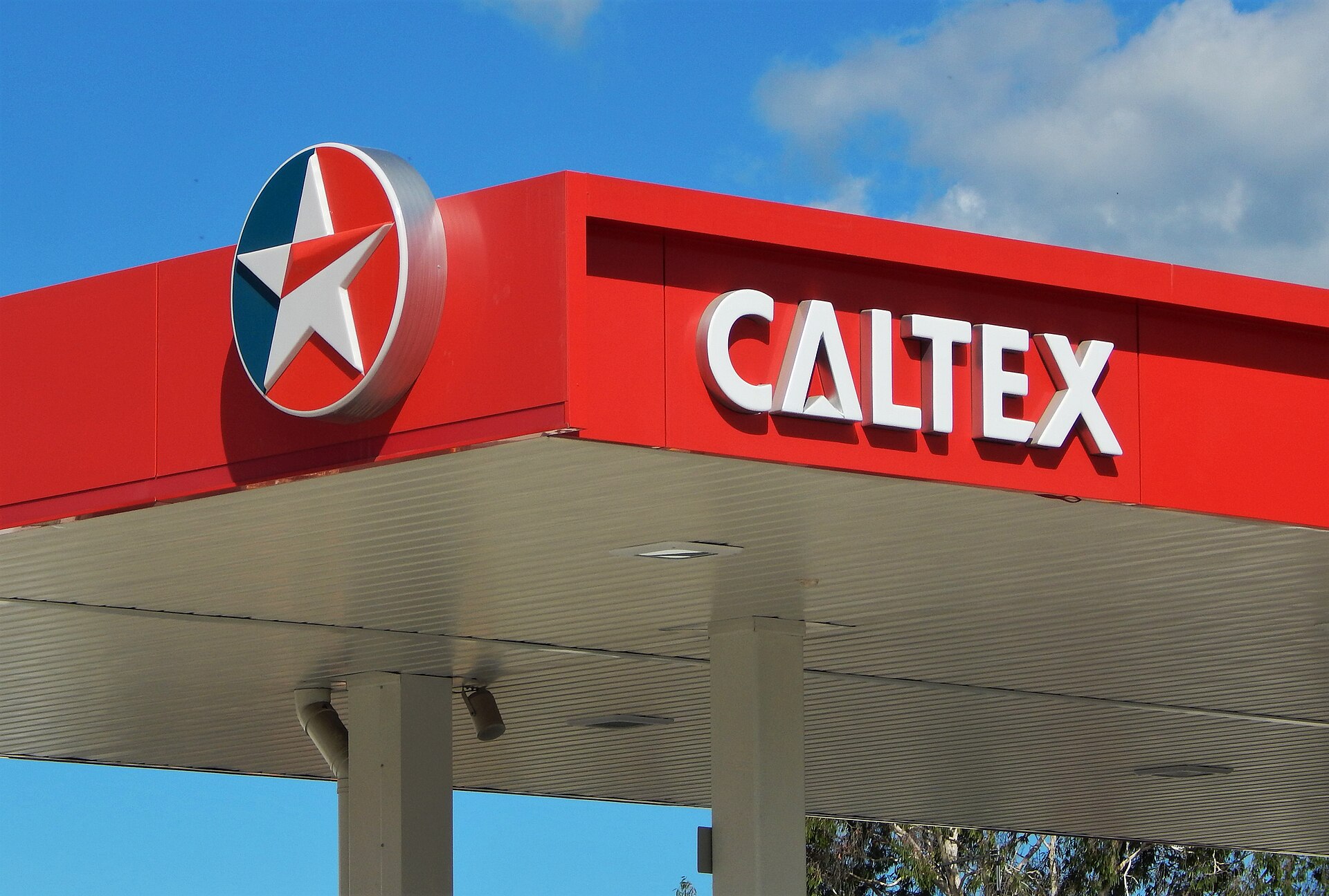 A service station canopy in Rockhampton, Queensland, shown for orientation and not on the Gold Coast