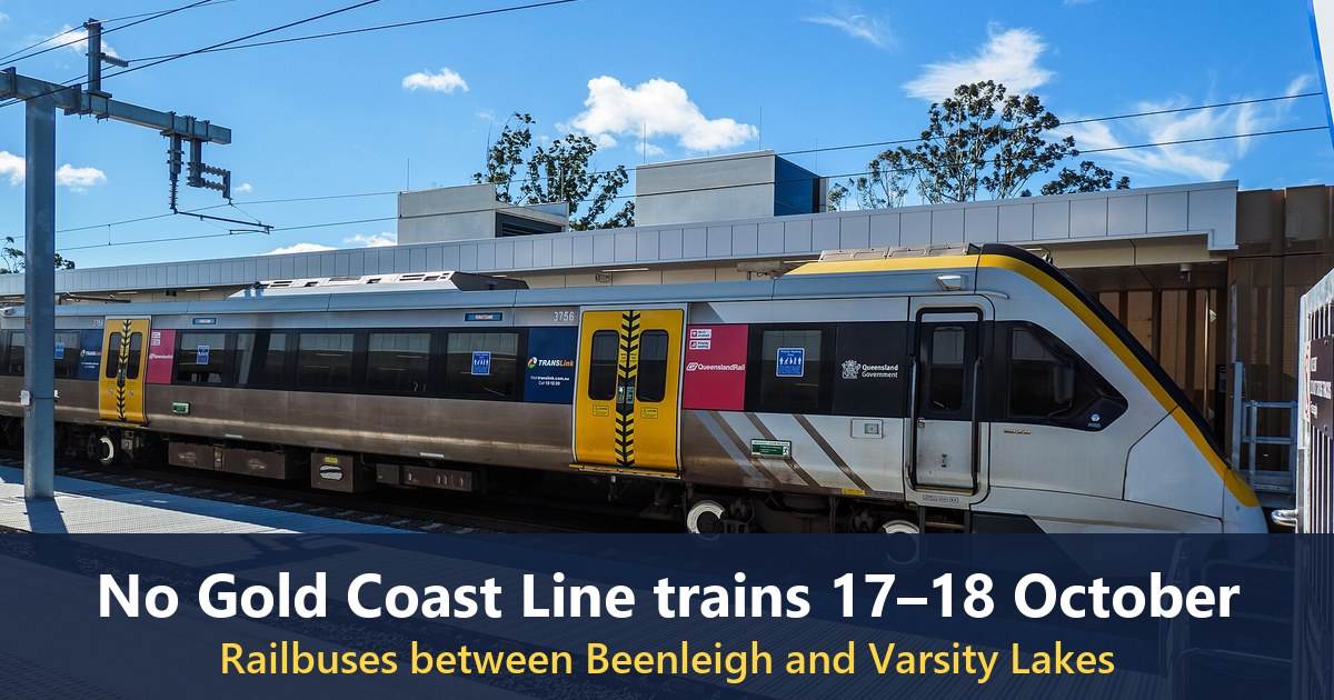 Queensland Rail train at Hope Island station