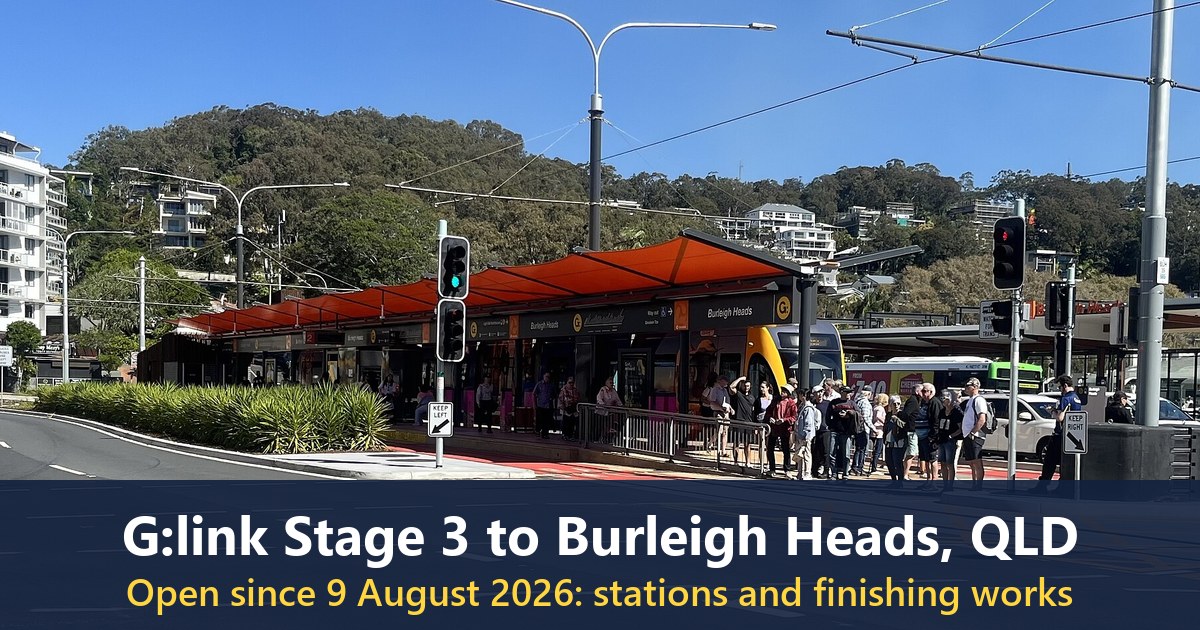 Burleigh Heads light rail station in August 2026
