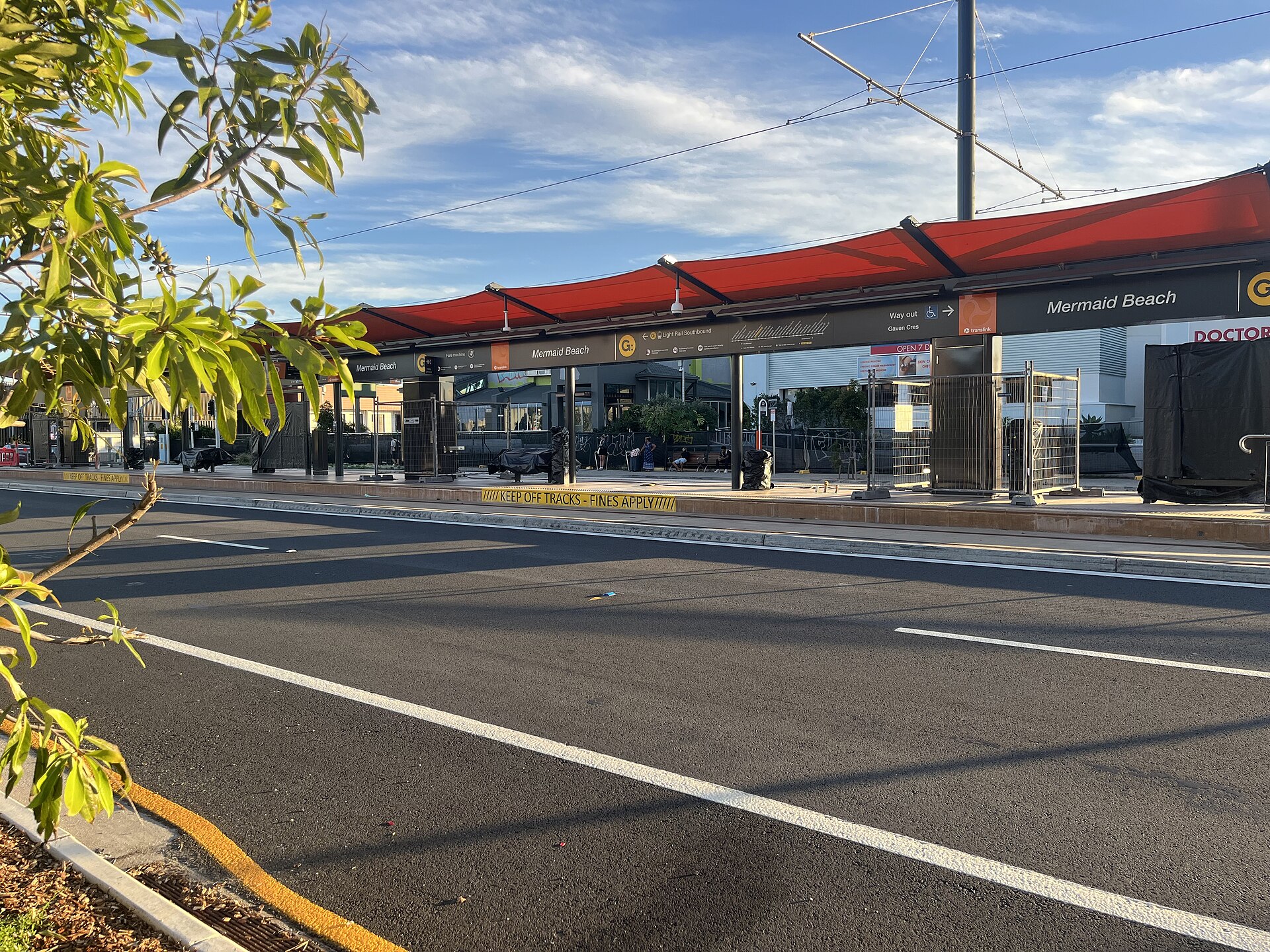 Mermaid Beach light rail station in May 2026, before the line opened