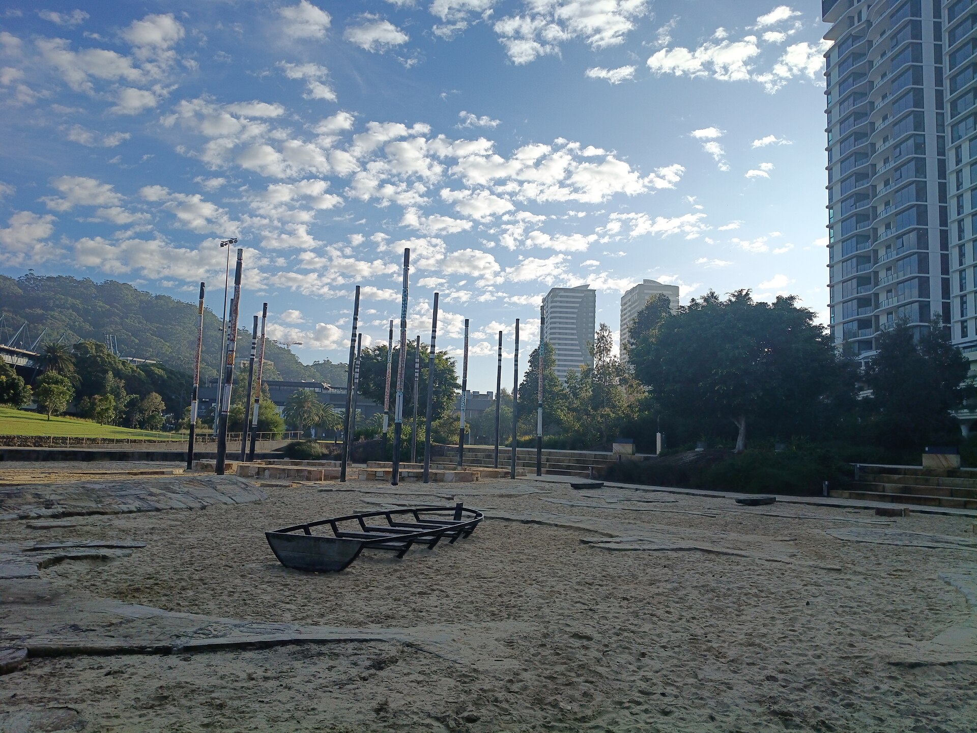 The tidal water play area at Gosford Leagues Club Park, connected to Brisbane Water
