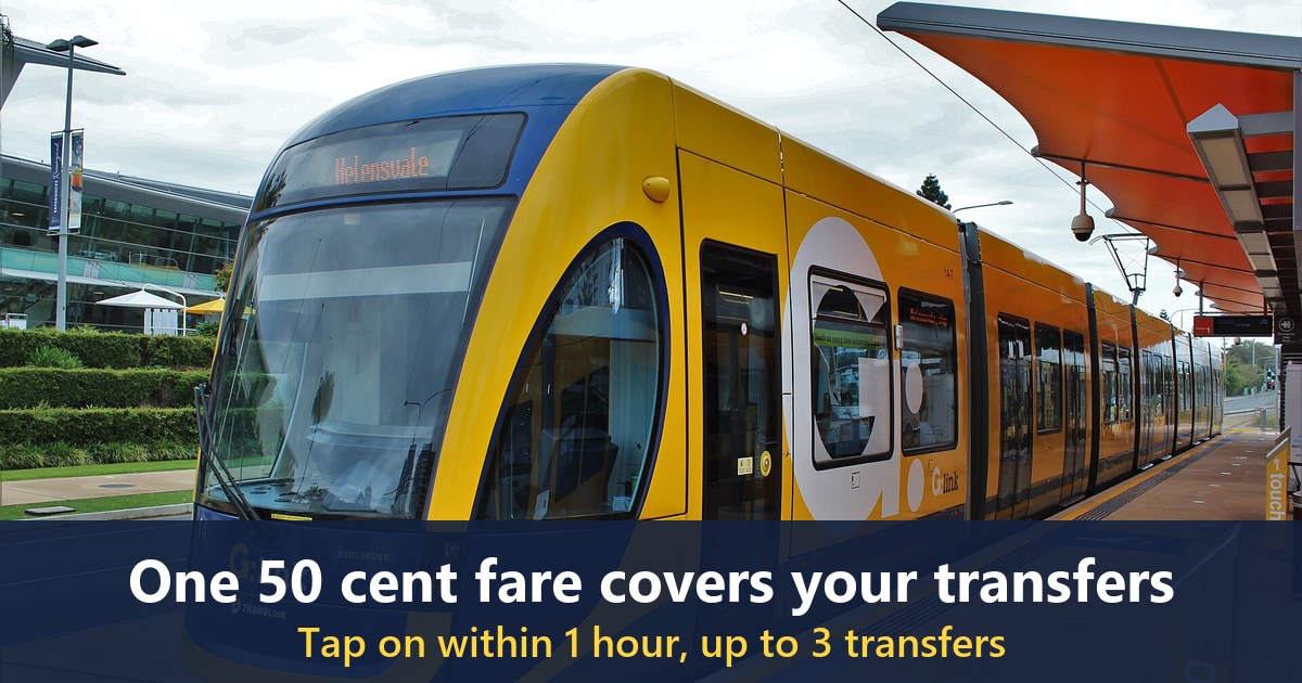 G:link tram at Broadbeach North station beside the Gold Coast Convention and Exhibition Centre