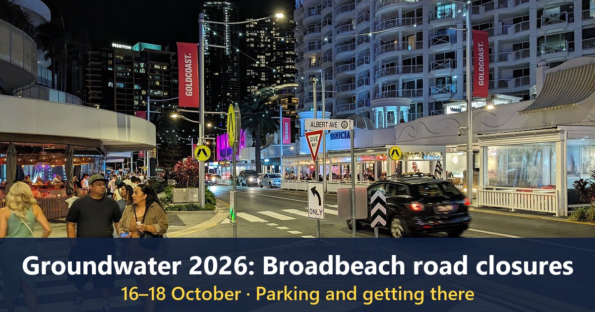 Surf Parade at Albert Avenue in Broadbeach at night
