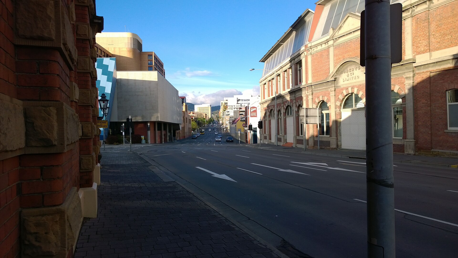 Macquarie Street in Hobart, looking west towards the city centre