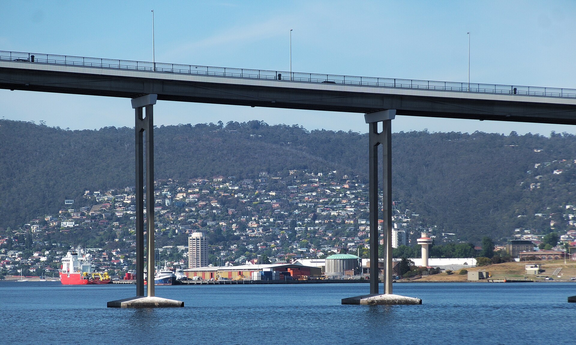Central Hobart seen through the Tasman Bridge