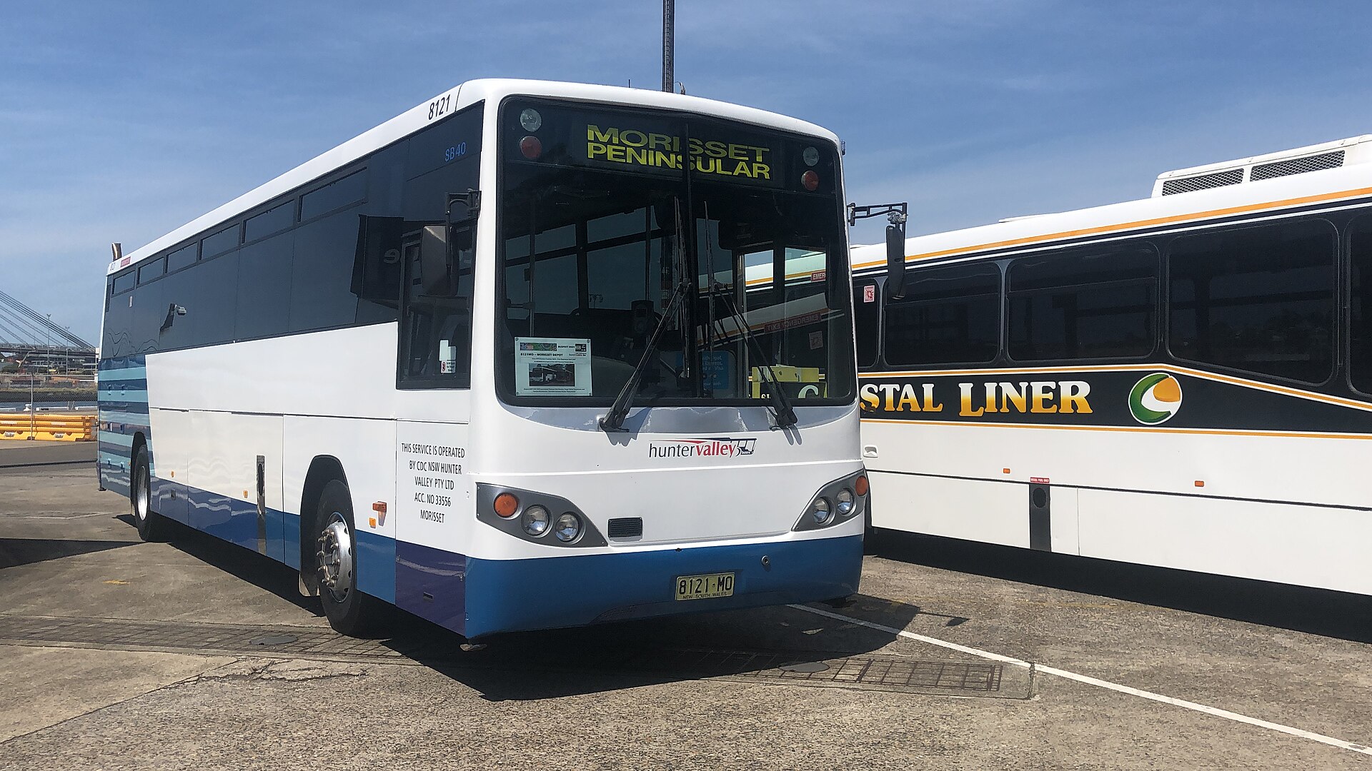 A Hunter Valley Buses Volvo bus, photographed in November 2024