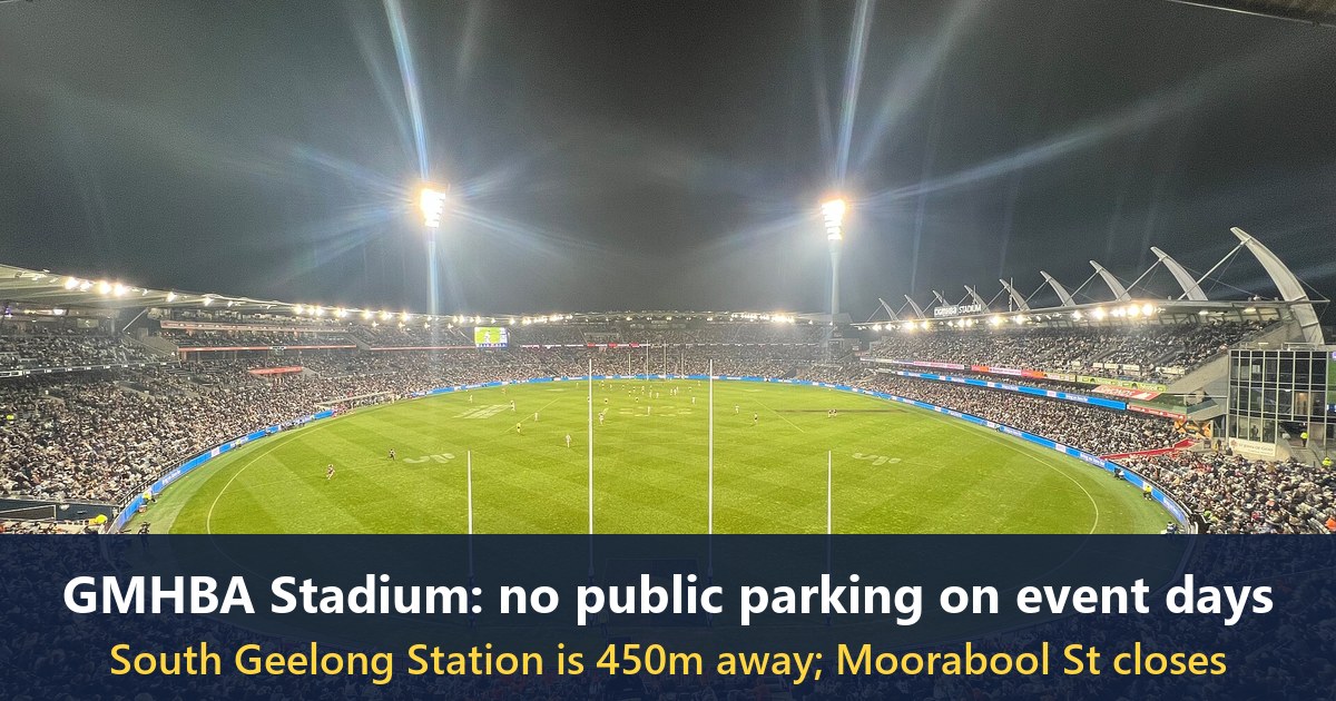 Kardinia Park (GMHBA Stadium) during an AFL match, 2024