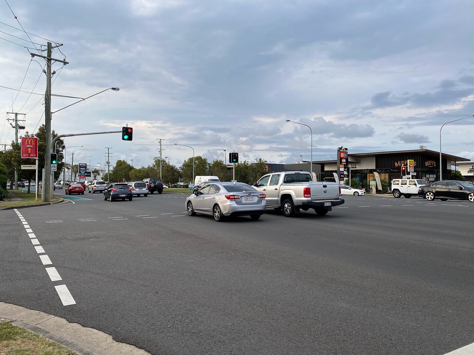 Nicklin Way at Buddina in the Kawana Waters area, photographed in 2023