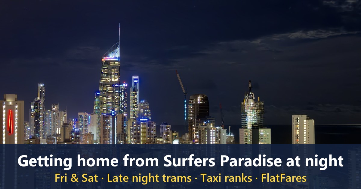 Buildings in Surfers Paradise at night