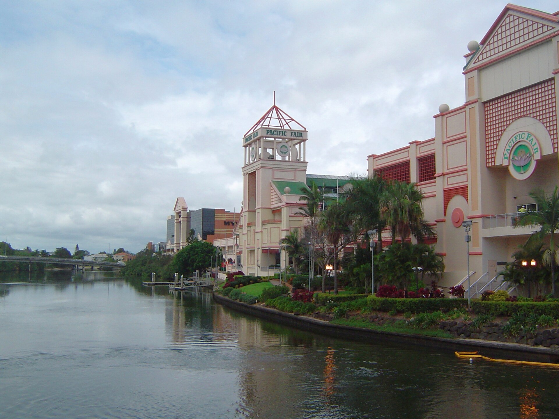 Pacific Fair Shopping Centre and Little Tallebudgera Creek at Broadbeach, photographed in 2014