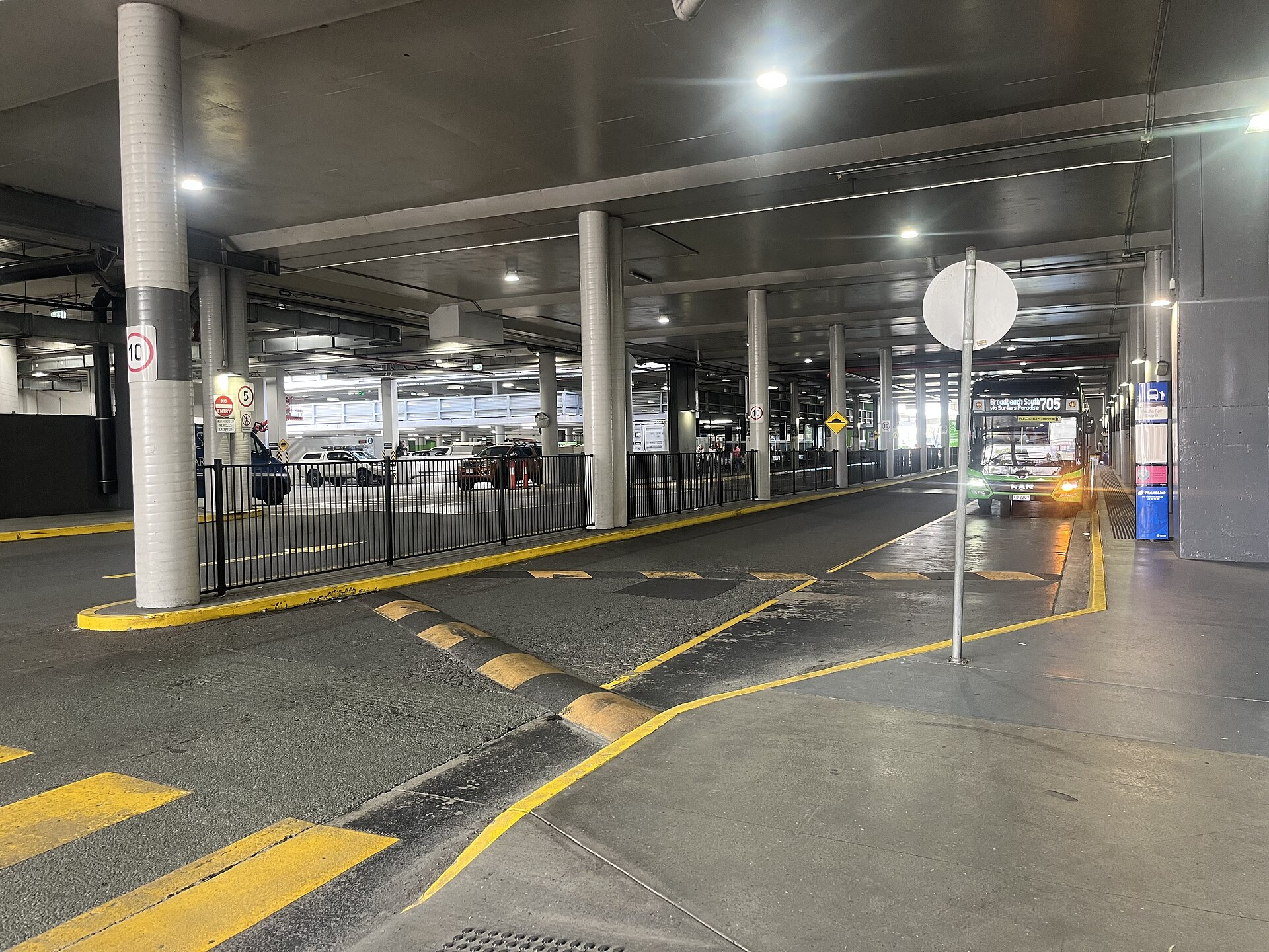 Pacific Fair bus station in 2026, showing platform A and route 705