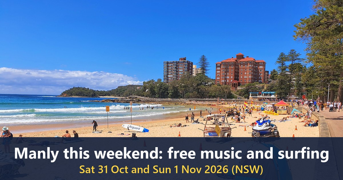 Manly Beach (photo: Hardlinerr, text added)