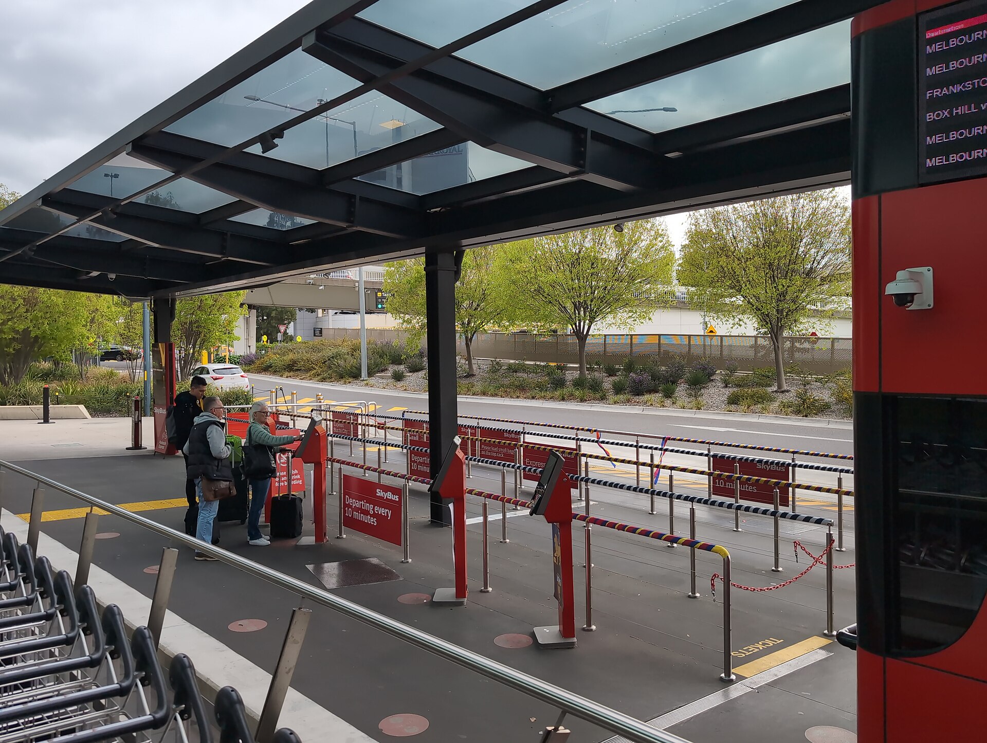 The SkyBus stop at Terminal 4, Melbourne Airport