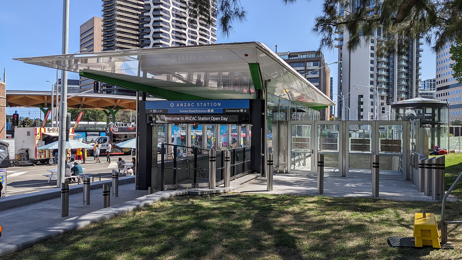 The Domain Road entrance to Anzac Station in Melbourne