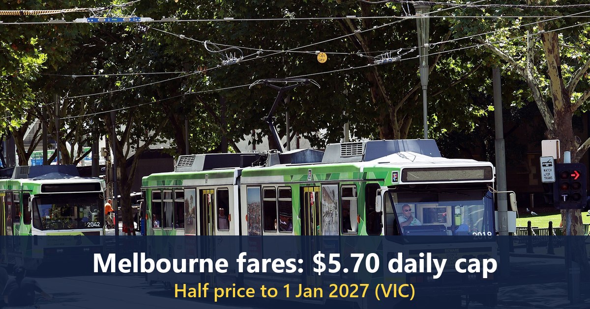 Two trams on Swanston Street, Melbourne CBD