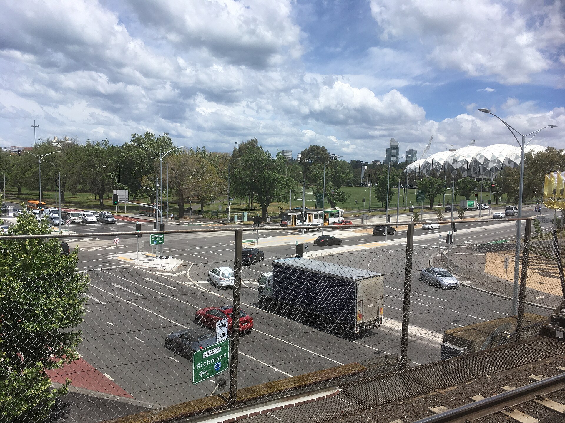 The Punt Road and Olympic Boulevard intersection in Melbourne