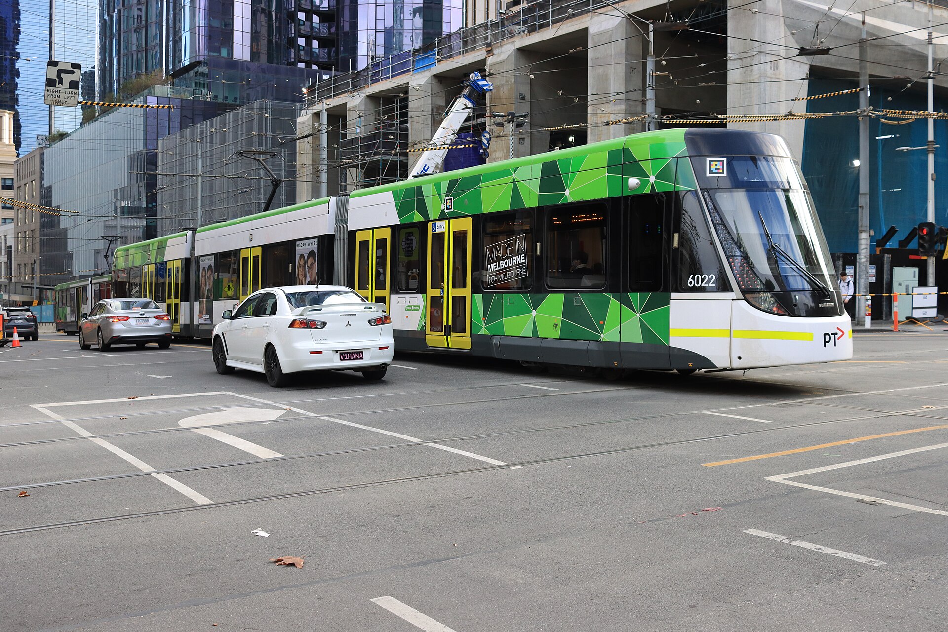 A route 30 tram to Docklands on La Trobe Street