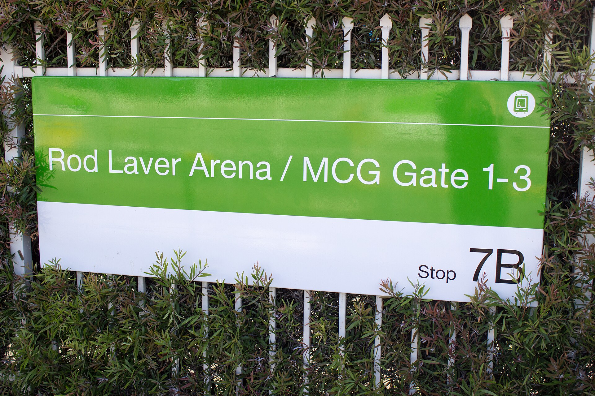 The Rod Laver Arena and MCG Gates 1 to 3 sign at Stop 7B