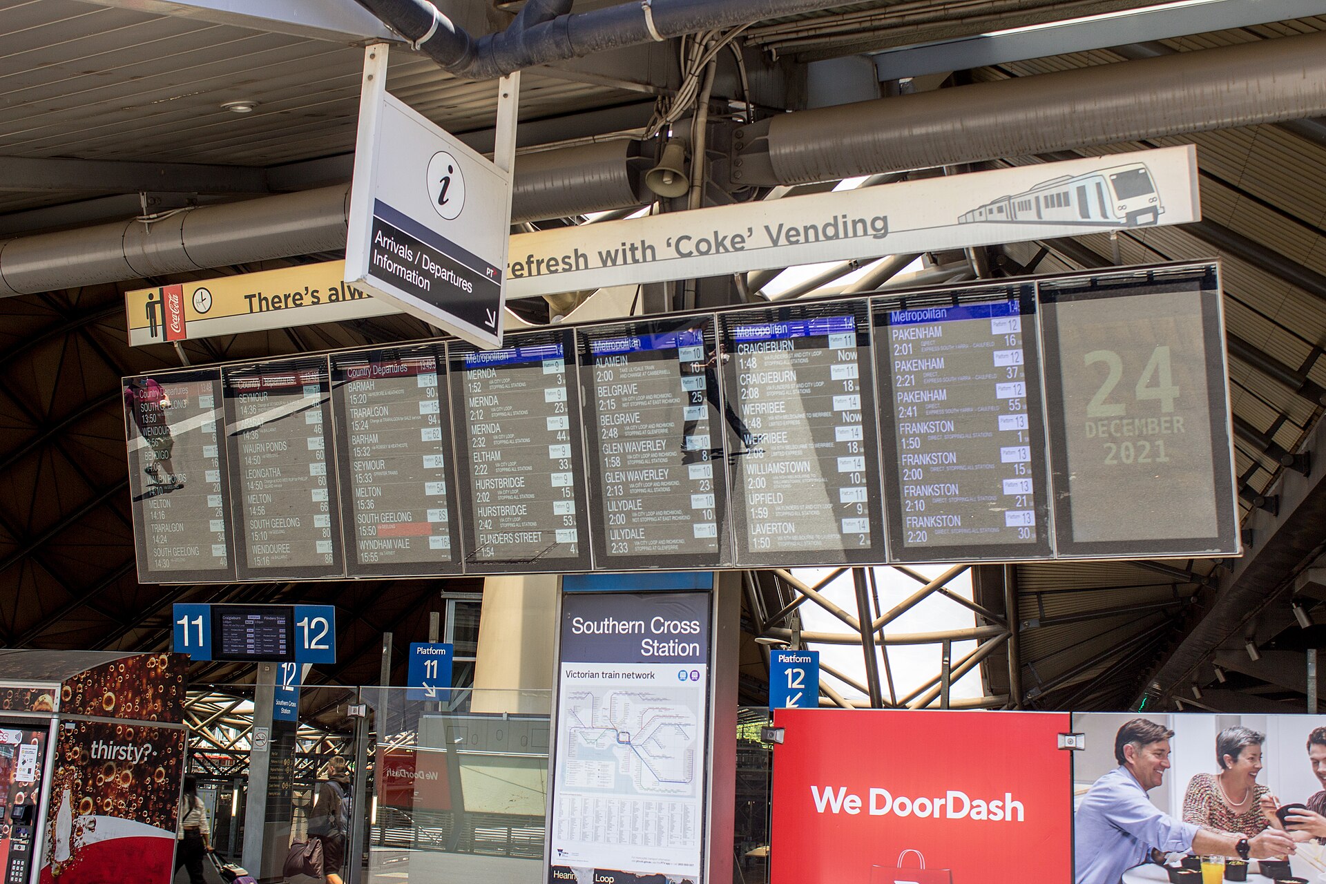 Departure screens at Southern Cross Station, Melbourne