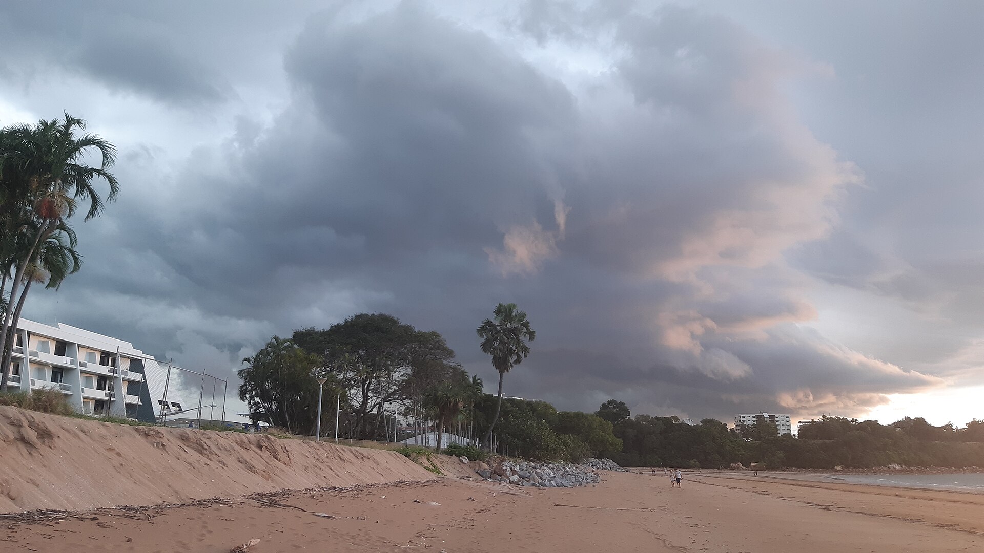 A storm front moving in over Mindil Beach, Darwin, photographed in February 2025