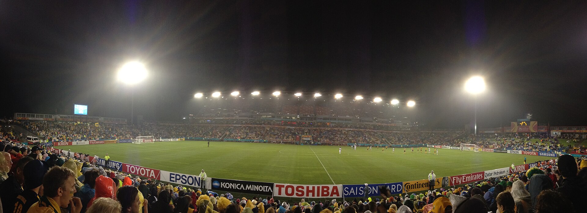 Hunter Stadium in Newcastle at night during the 2015 AFC Asian Cup semi-final