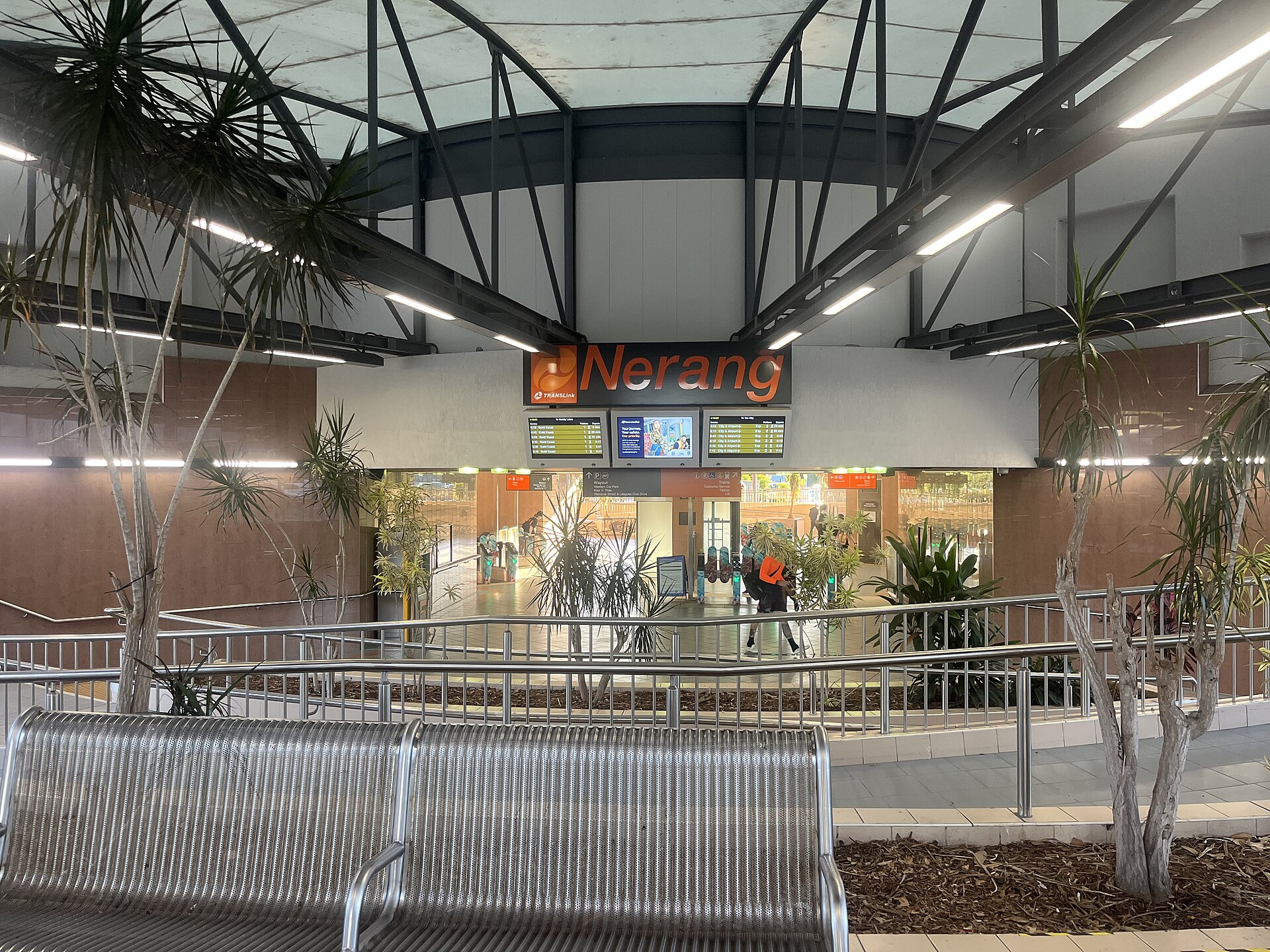 Inside Nerang station in June 2026, the closest train station to People First Stadium