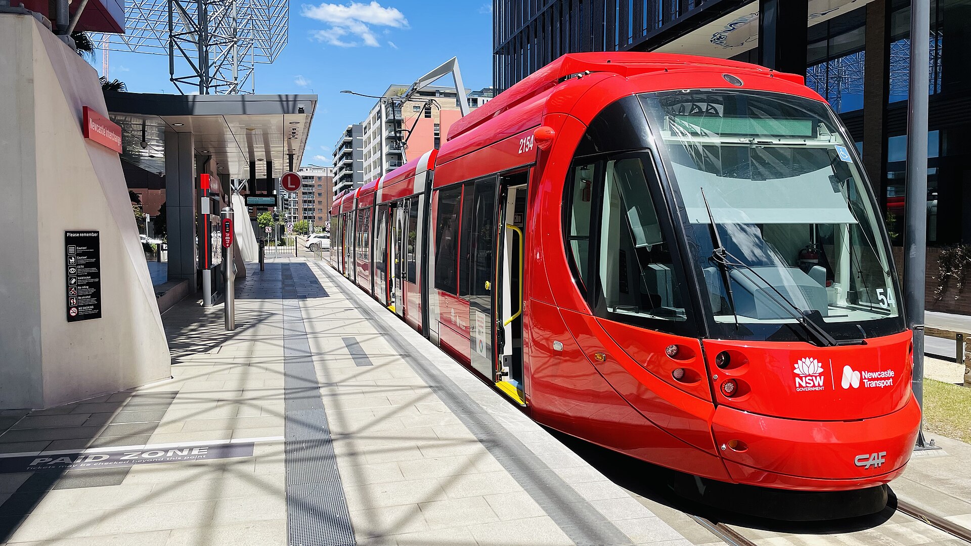 Newcastle Interchange light rail stop, photographed in 2022